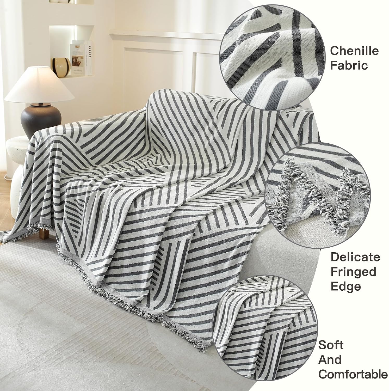 Detalle 2 de YSTELLAA Copridivano 2 Posti 180×280CM Grigio Scuro