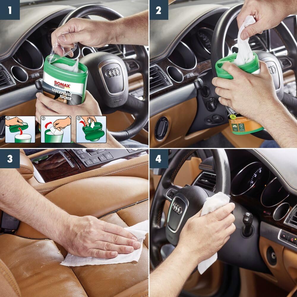 Thumbnail 5 de SONAX LederPflegeTücher Box (25 Stück) – Pflege für Glattleder im Auto, unterwegs und zu Hause