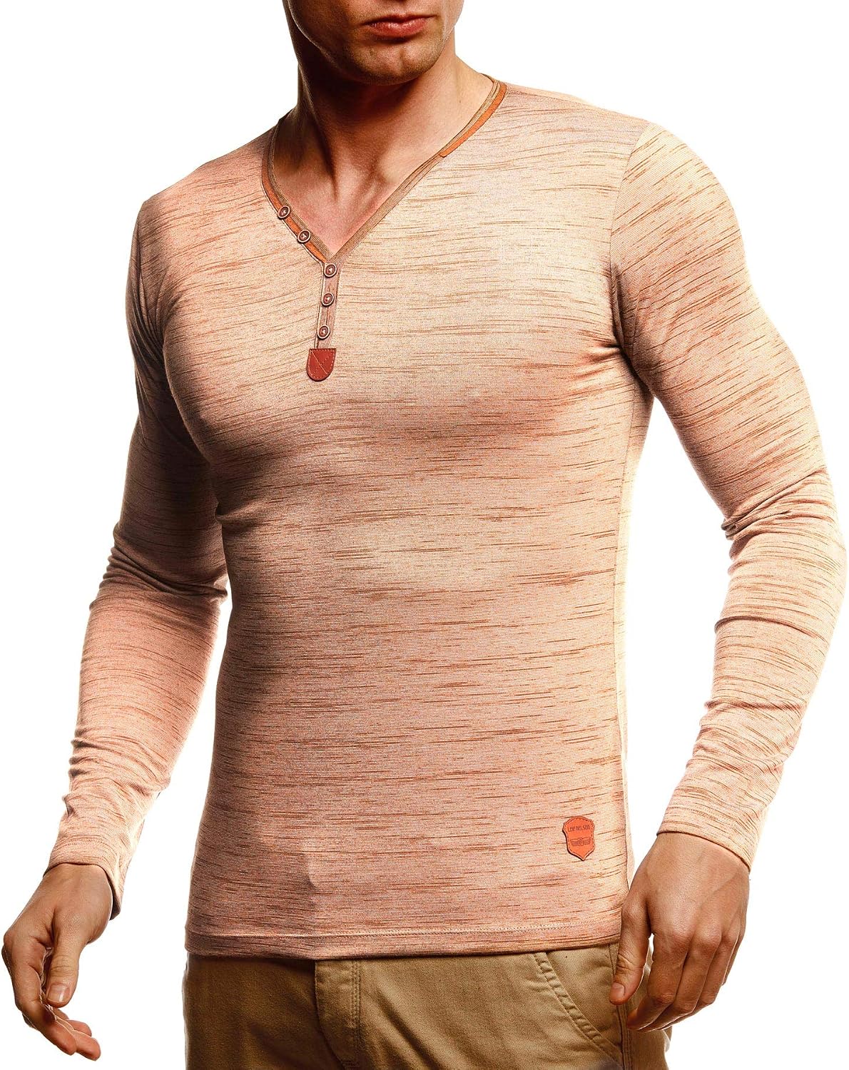 Thumbnail 3 de Leif Nelson LN1470 Sweat-shirt basique à manches longues – col en V, coupe ajustée, coton blanc