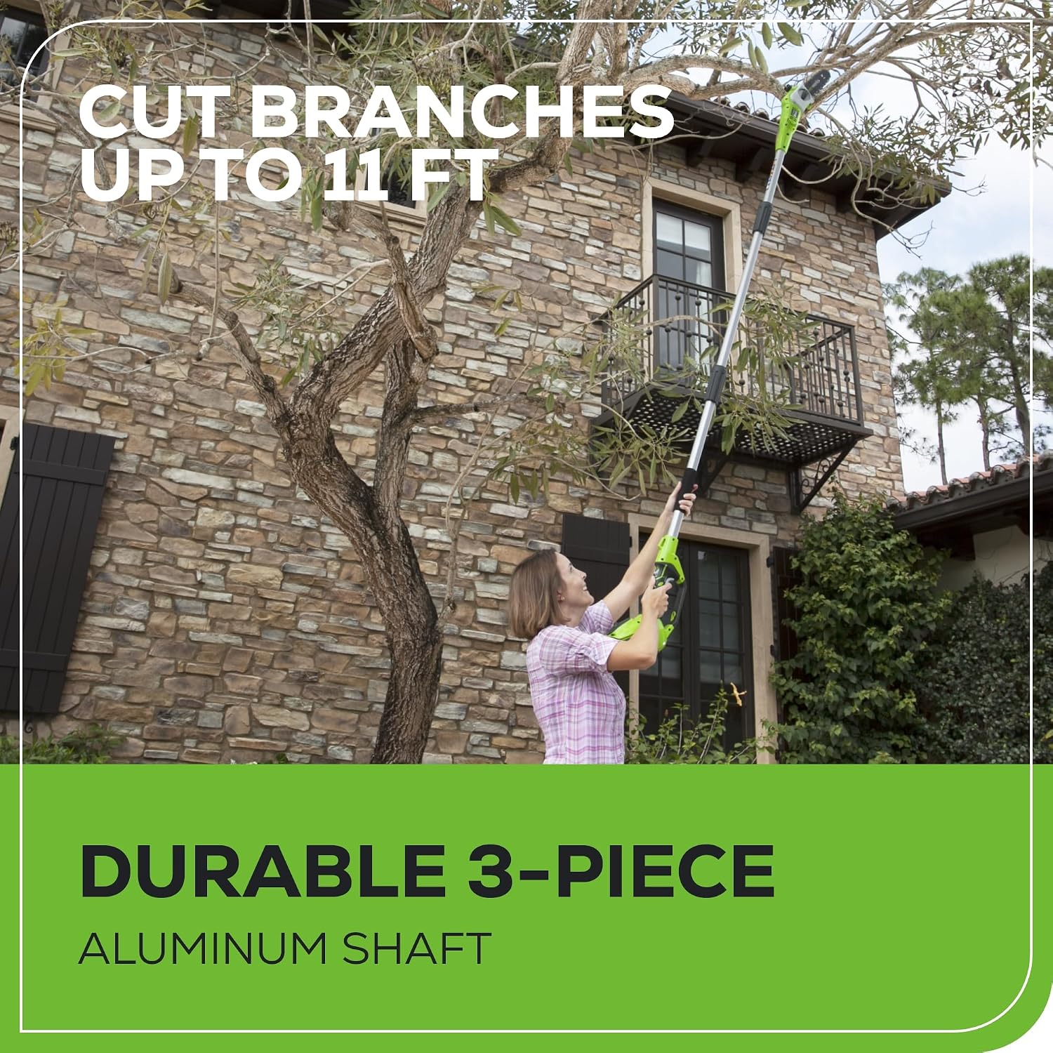 Detalle de Greenworks Pole Saw and Hedge Trimmer Kit 40V