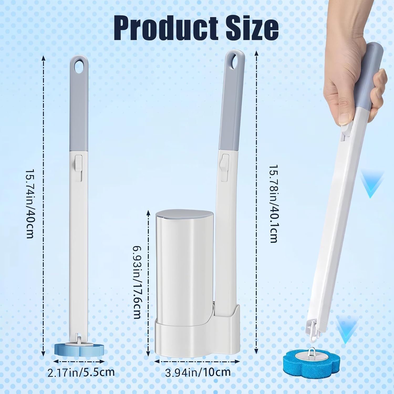 Detalle 2 de zxevg Disposable Toilet Brush & Holder Set with 48 Refills: A practical, hygienic cleaning solution
