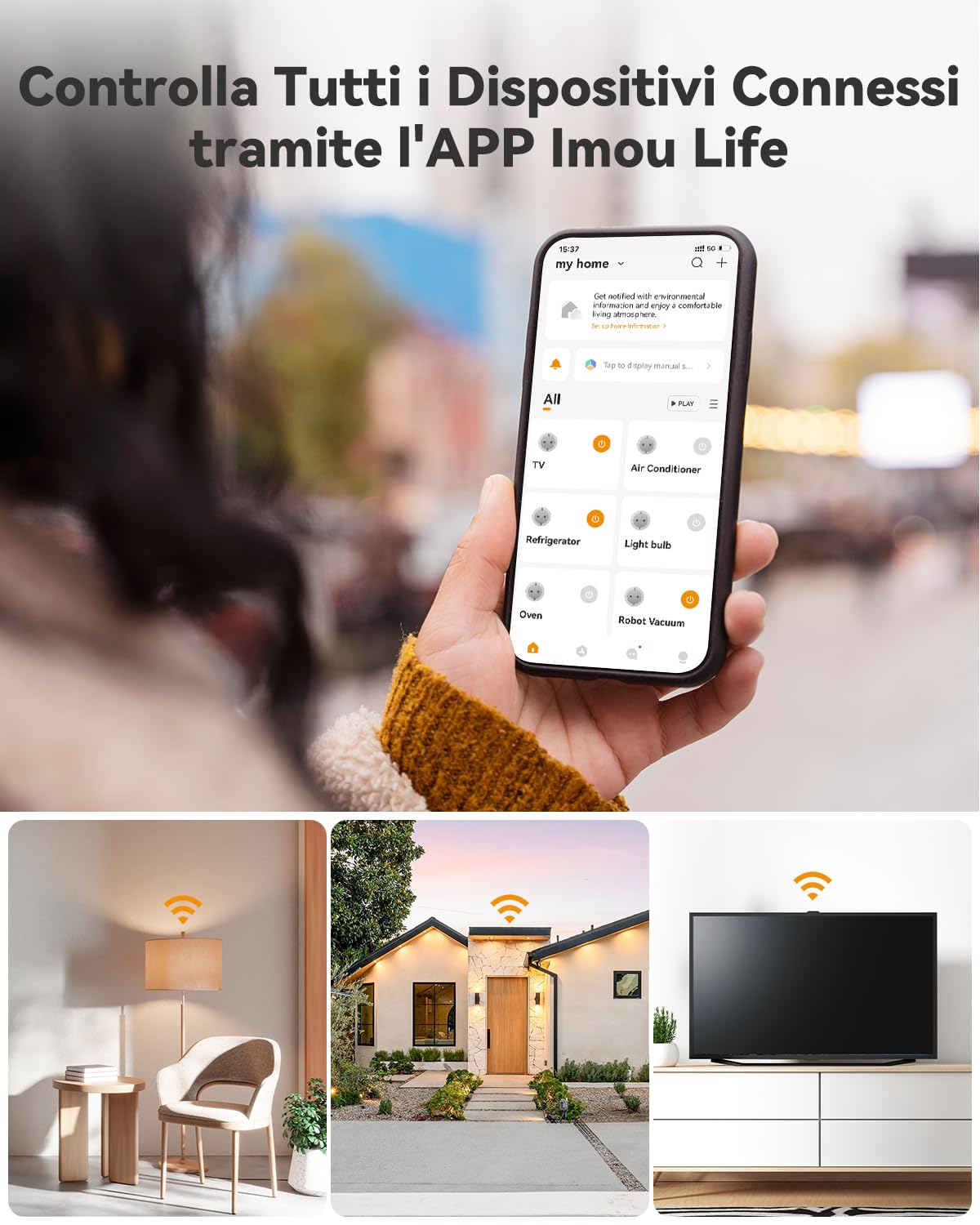 Detalle de Imou CE2P Matter Presa Smart WiFi (2 pezzi): controllo energetico e automazione senza hub