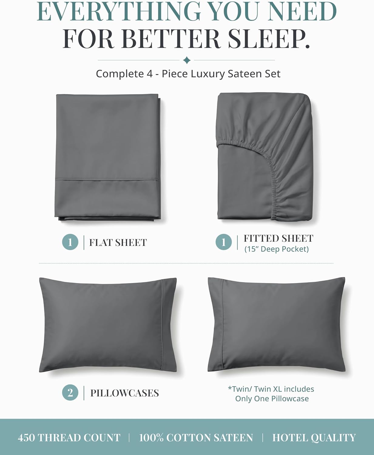 Detalle de Cotton Split King Sheet Set, 450 Thread Count