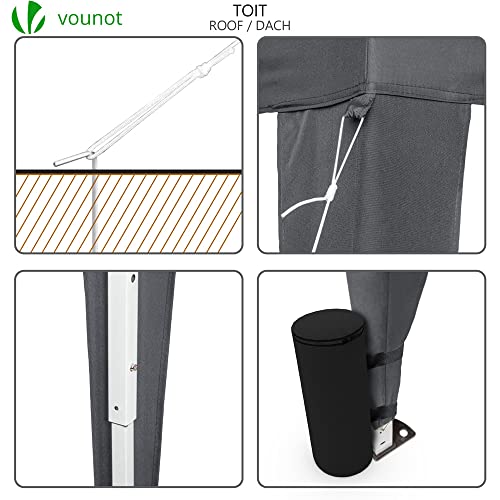 Detalle 2 de VOUNOT 3m x 3m Pop Up Gazebo with Sides & 4 Weight Bags – Grey