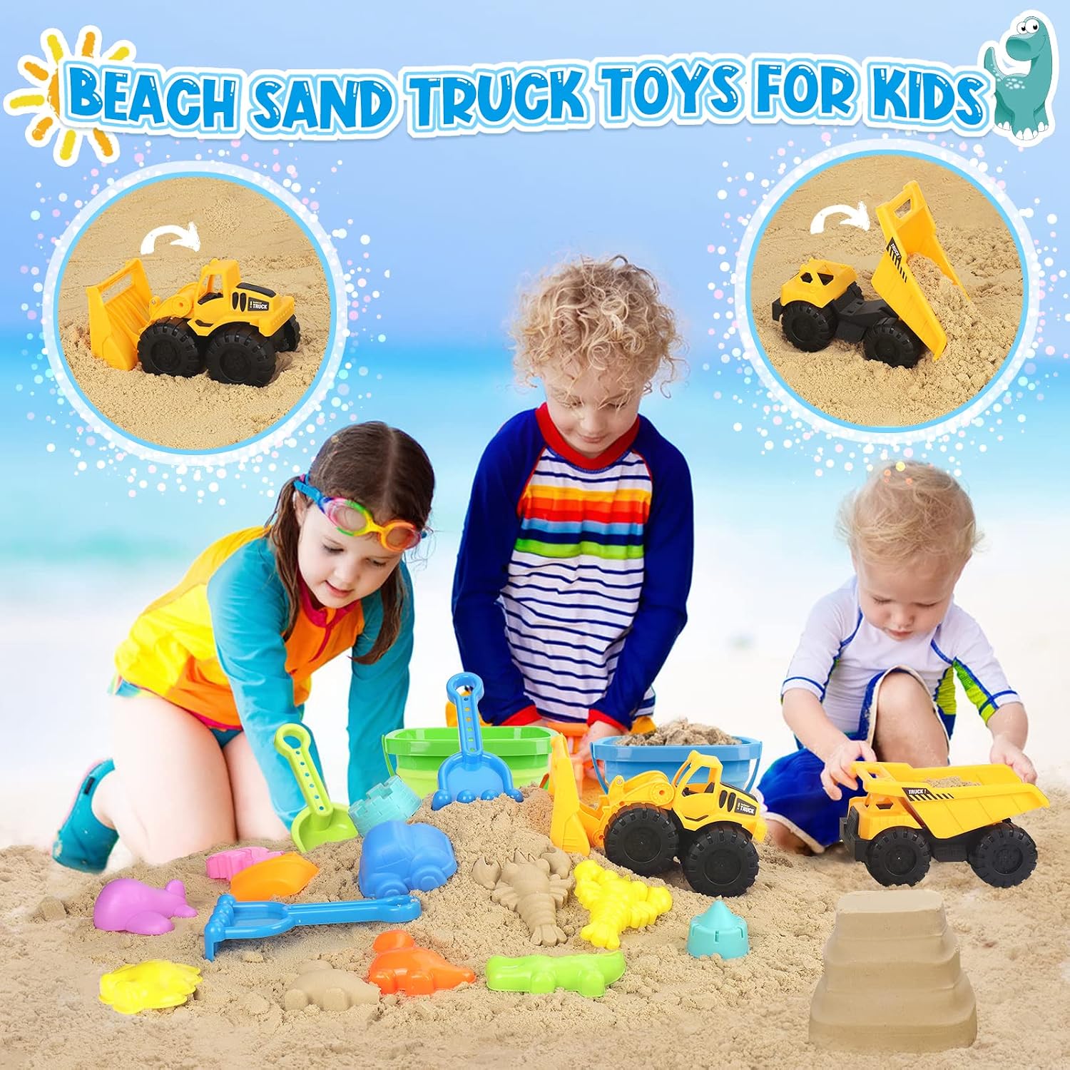 Detalle de FHOZGECY Beach Sand Toys: 31-Piece All-In-One Sandbox Set for Kids