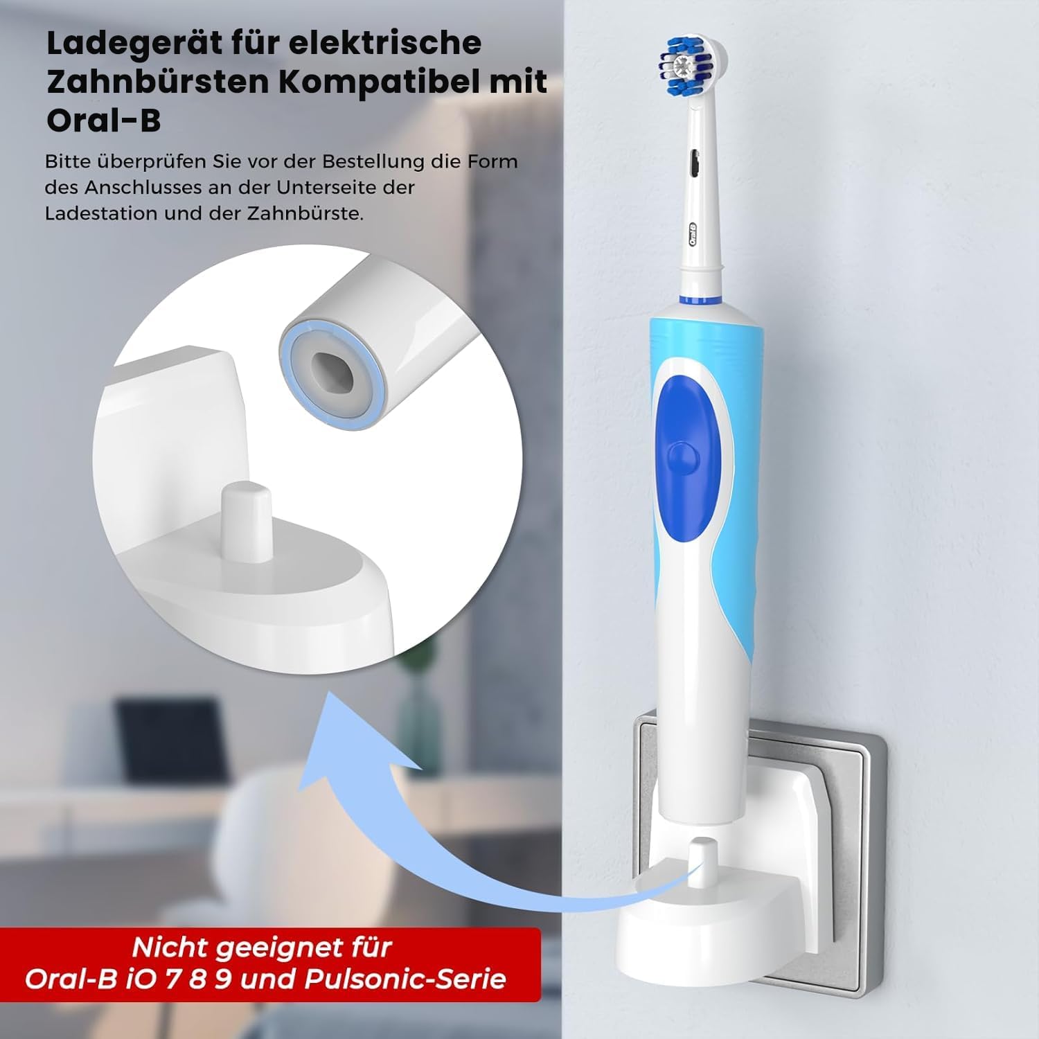 Thumbnail 4 de Ladestation Ladegerät für Braun Oral-B Zahnbürsten – Wandladegerät mit IP67 Schutz, kompatibel mit Pro/Vitality/Genius/Smart/iO 3–6