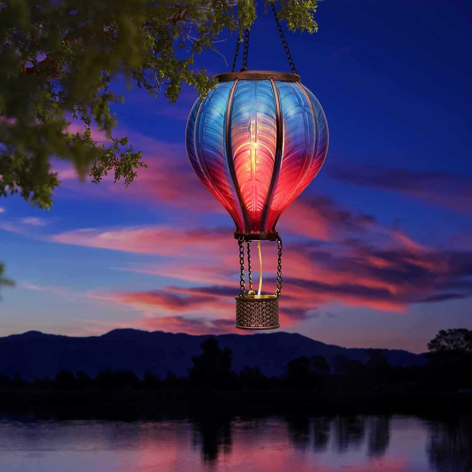 Detalle 2 de TERESA'S COLLECTIONS Garden Ornaments Outdoor, 45cm Realistic Flame Solar Balloon Lantern