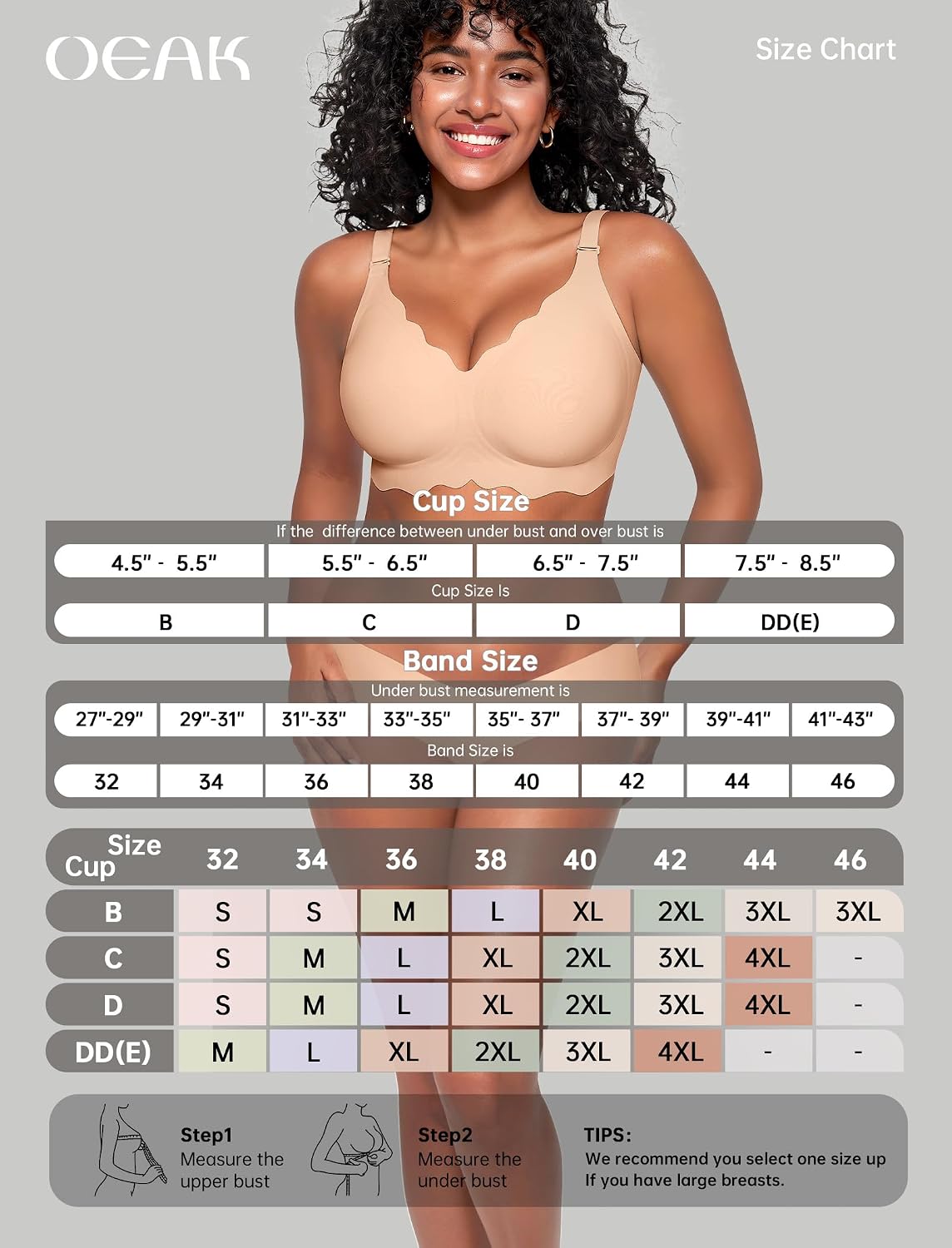 Thumbnail 5 de OEAK Women’s No Underwire Scalloped Push Up Bra