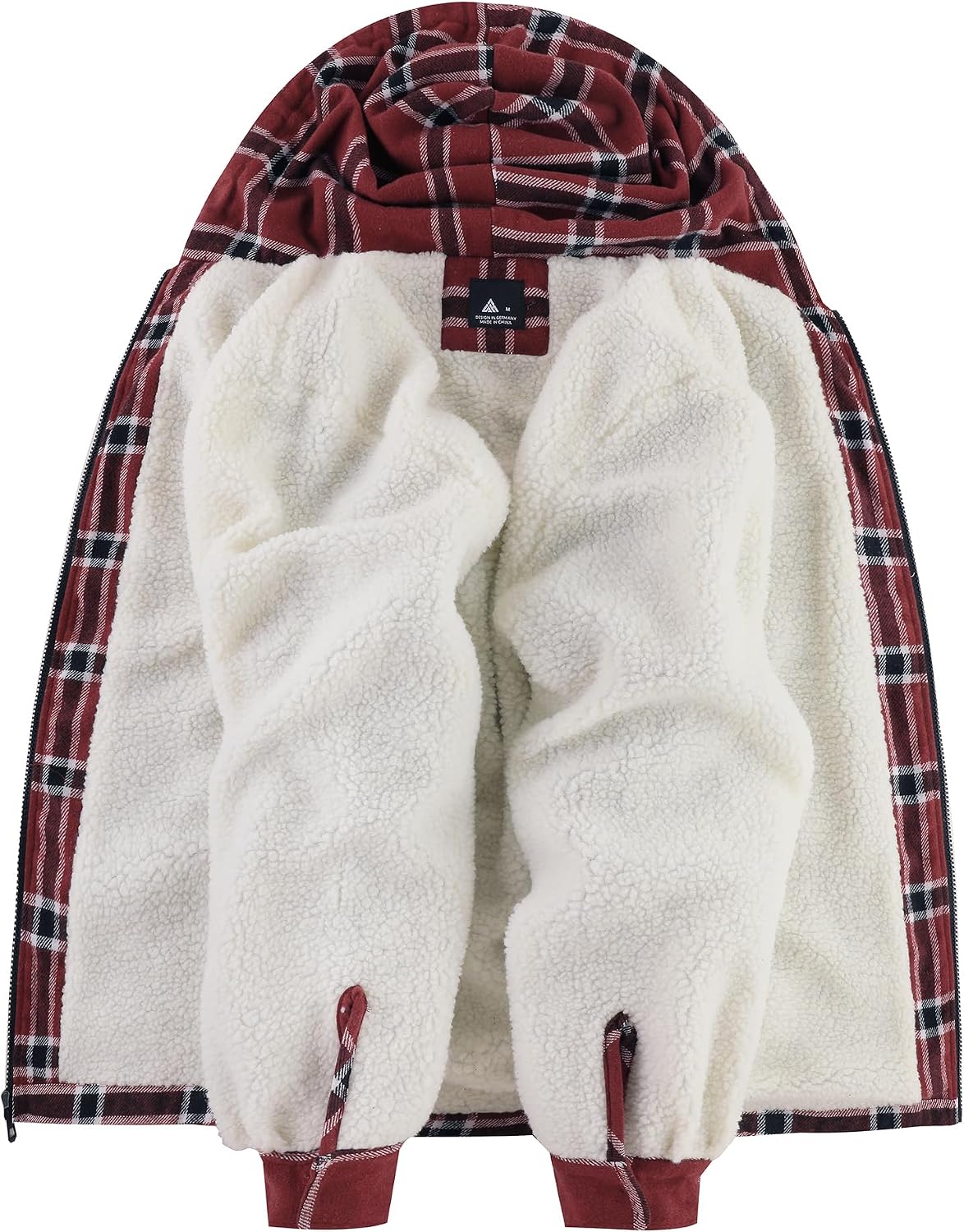 Detalle de SCODI Men's Sherpa-Lined Flannel Shirt Jacket with Hood and Four Pockets