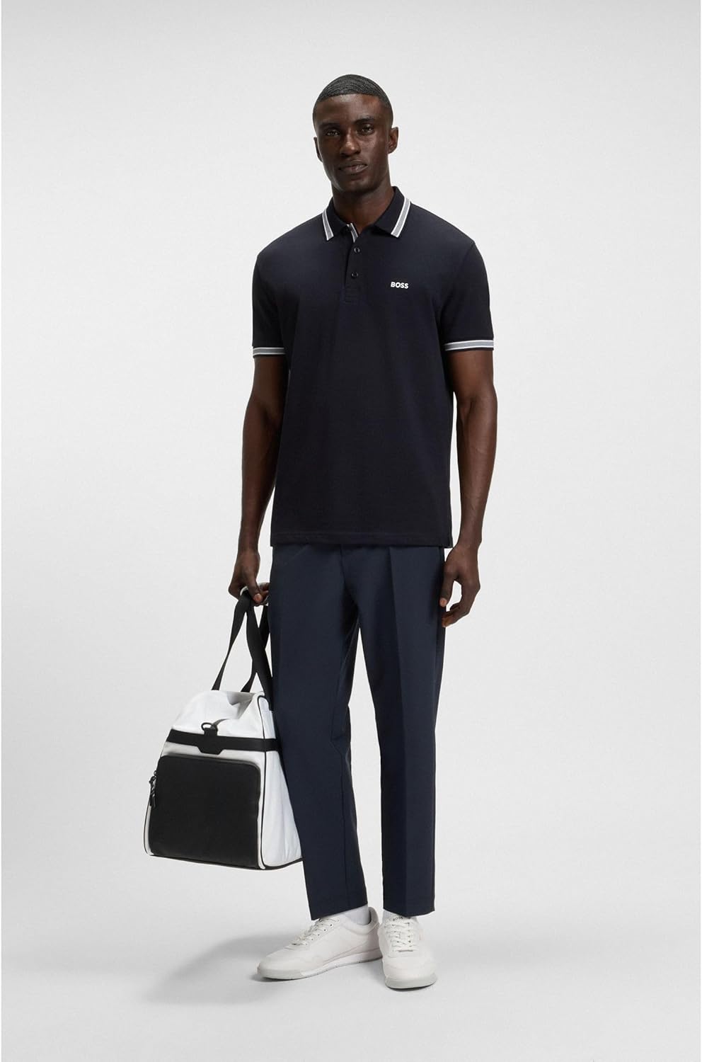 Detalle de BOSS Herren Paddy Polo mit Flachstrickkragen – Regular Fit, 2 Knöpfe