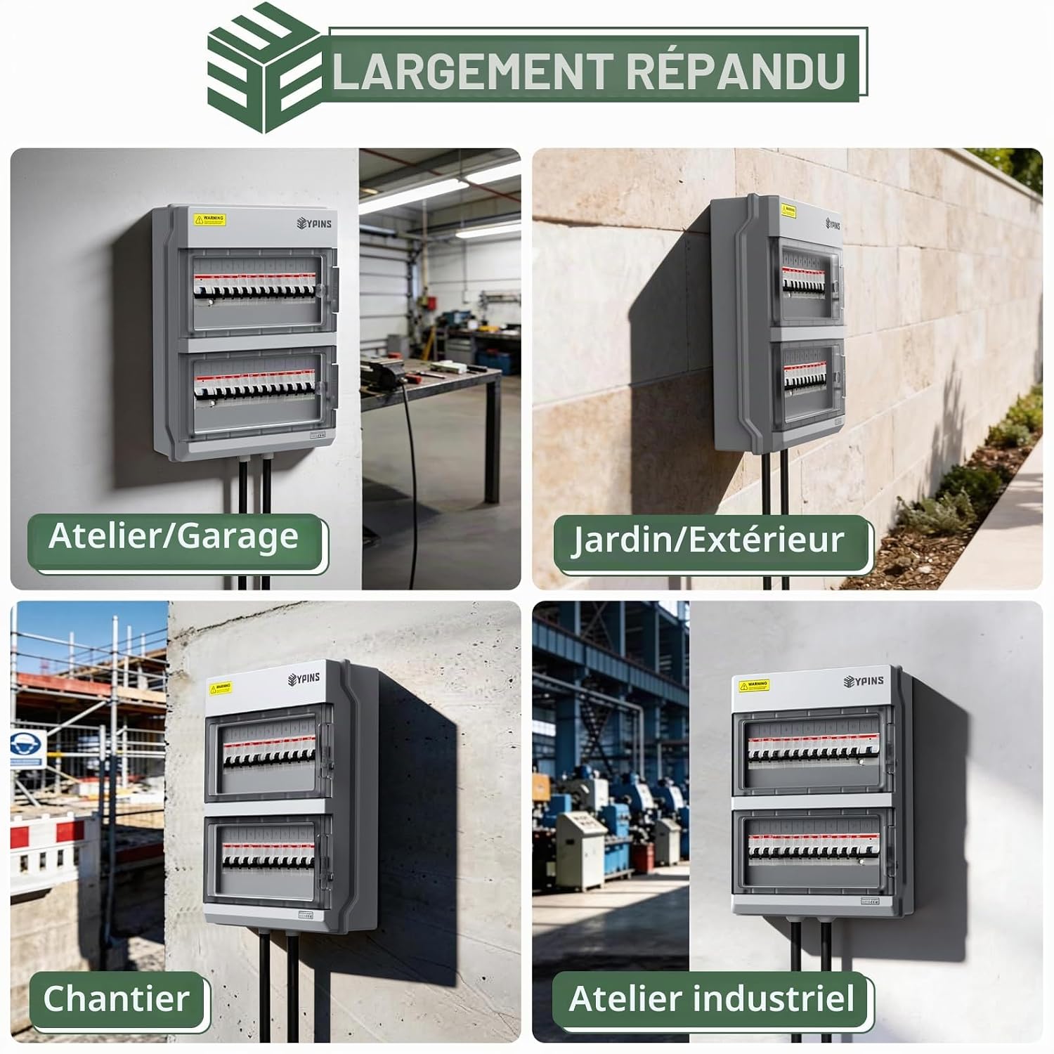 Detalle 1 de EYPINS elektrische verdeelkast voor 24 modules, IP65 en 4 M32-kabelwartels