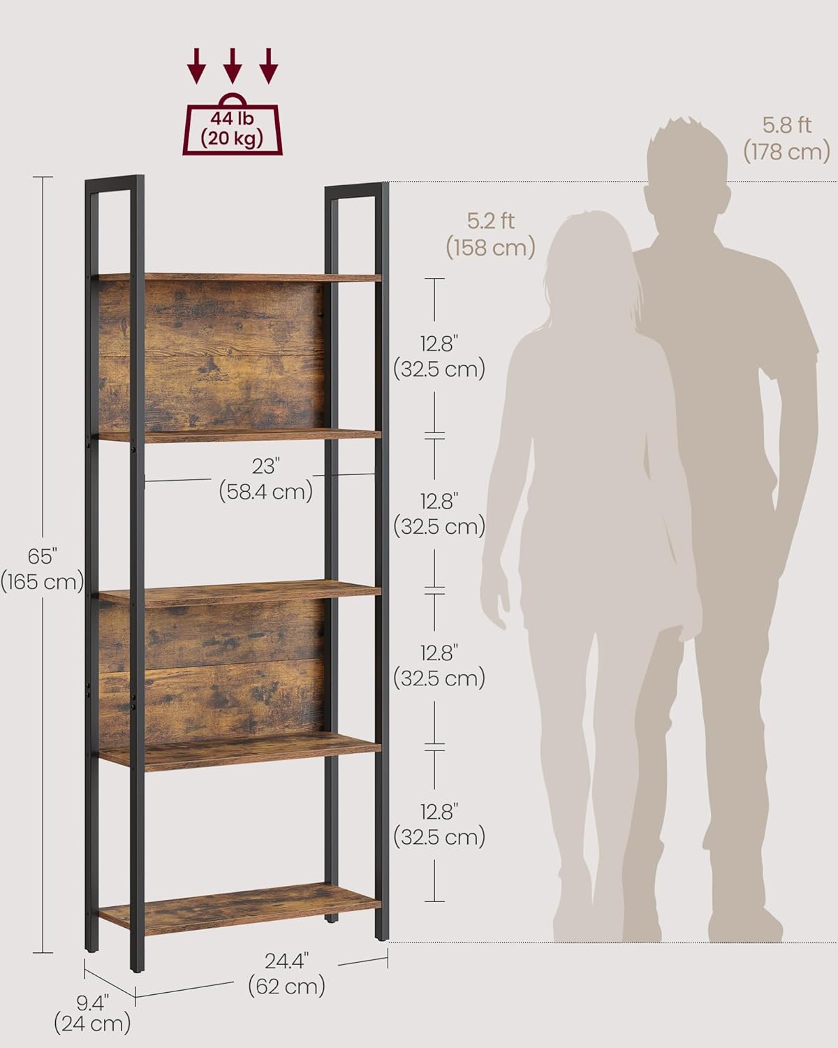 Detalle de VASAGLE 5-Tier Bookshelf