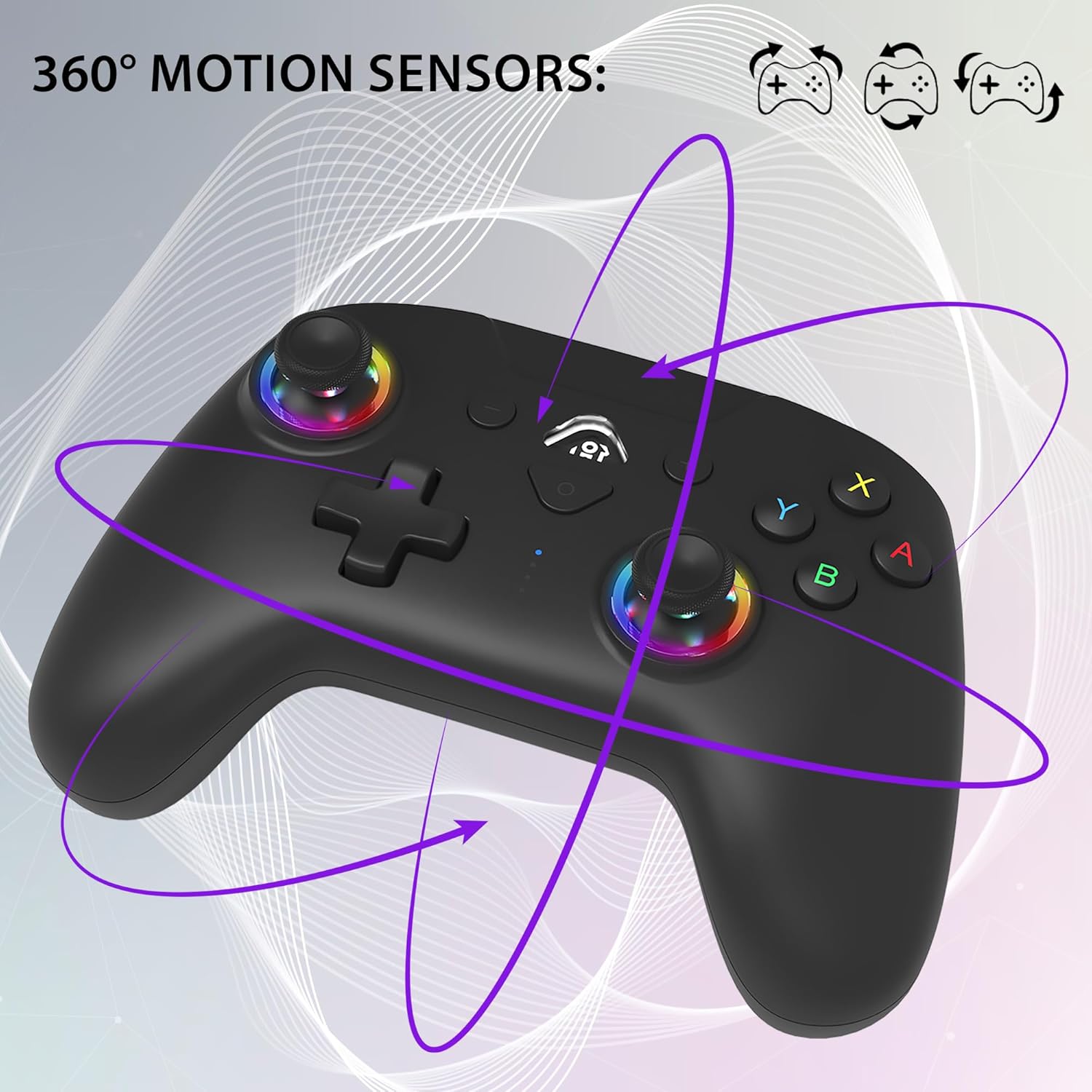 Thumbnail 2 de Subsonic Joystick senza fili per Switch/Switch 2 – controller Bluetooth nero con LED, vibrazione e giroscopio