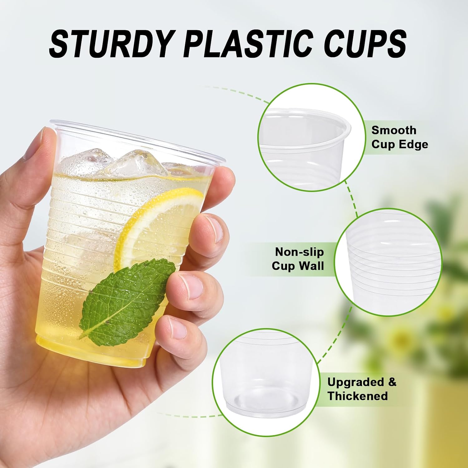 Detalle de Lamosi 7 oz Clear Plastic Cups (500 Pack) – Durable, Disposable, Perfect for Parties