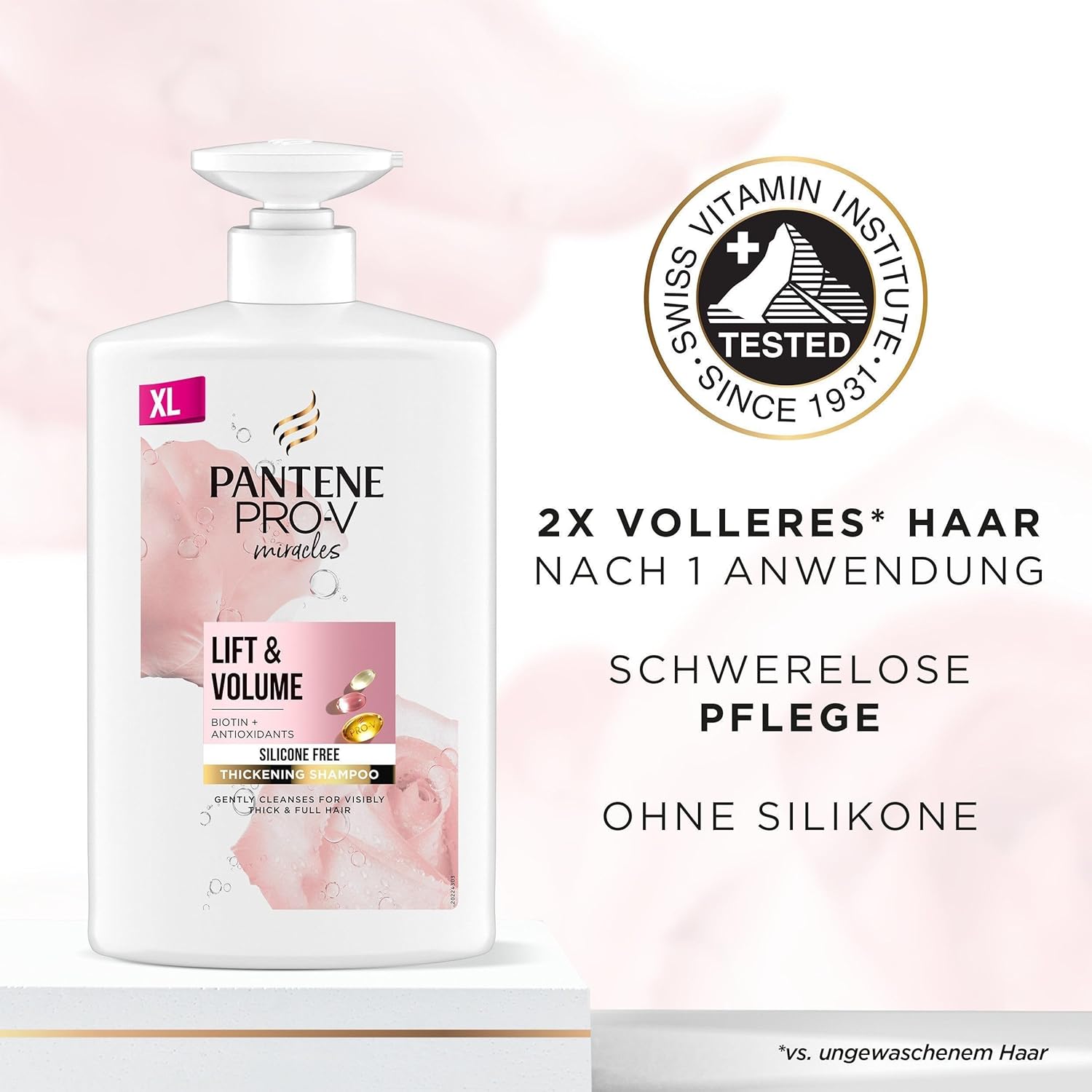 Thumbnail 5 de Pantene Pro-V Lift & Volume Haarverdickendes Shampoo mit Biotin – silikonfrei, 1000 ml Pumpflasche