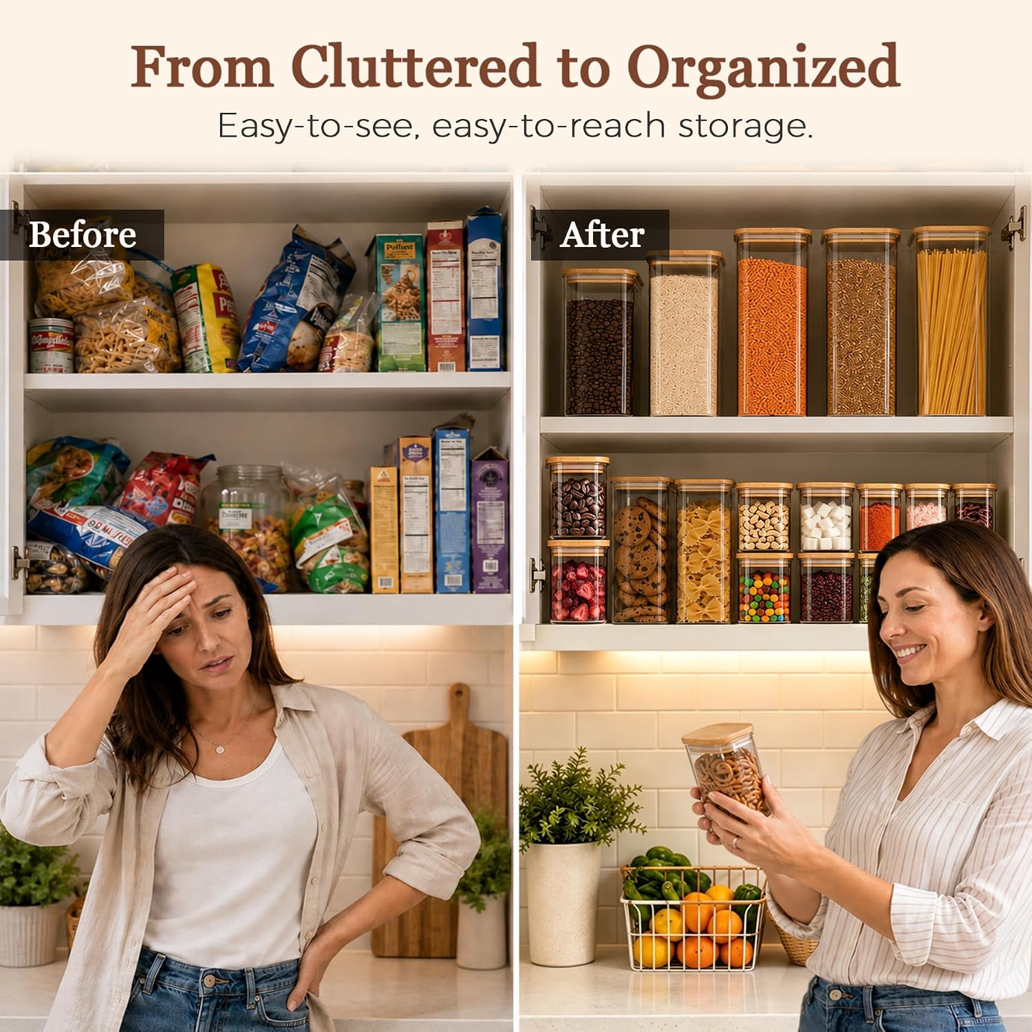Thumbnail 5 de ComSaf 2.2 Qt Rectangle Glass Storage Containers with Lids: A Practical Pantry Duo