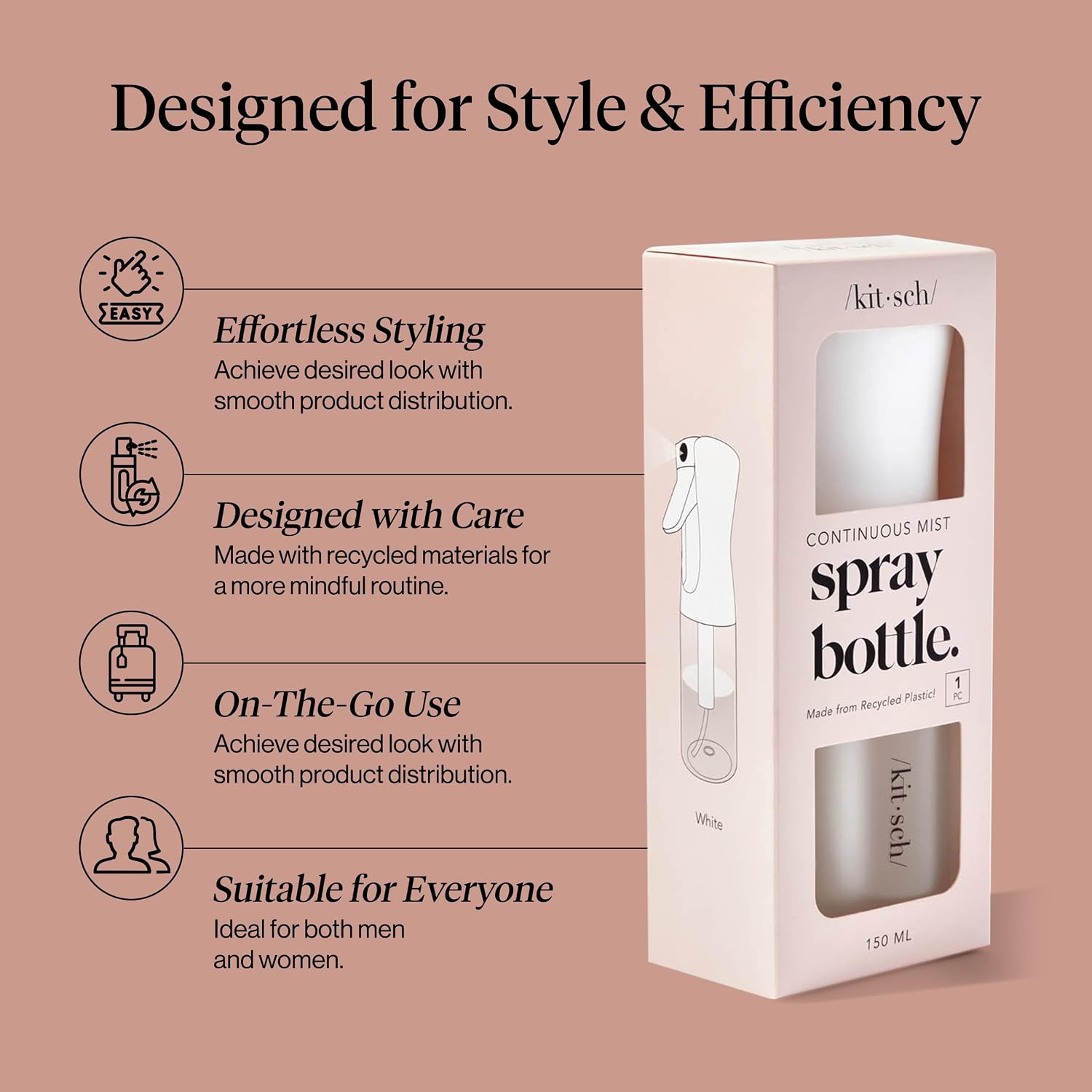 Detalle de Kitsch Continuous Spray Bottle 150ml mist spray 💧
