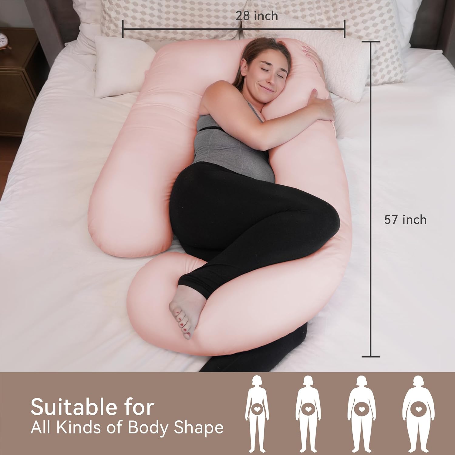 Detalle 2 de PinkFoggie 57 Inch U Shaped Pregnancy Pillow