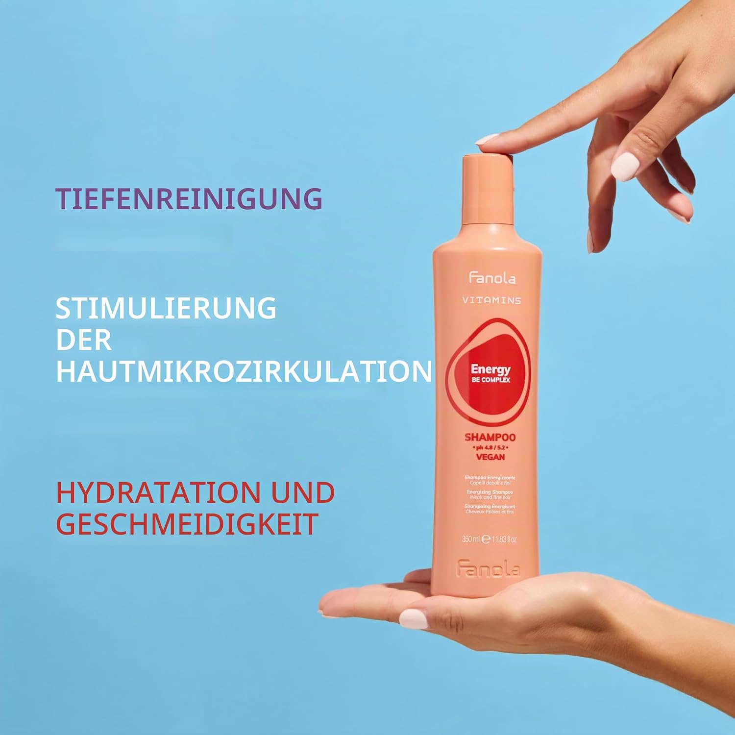 Detalle de Fanola Vitamins Shampoo Energizzante, 1000 ml – zuverlässig für die tägliche Haarpflege