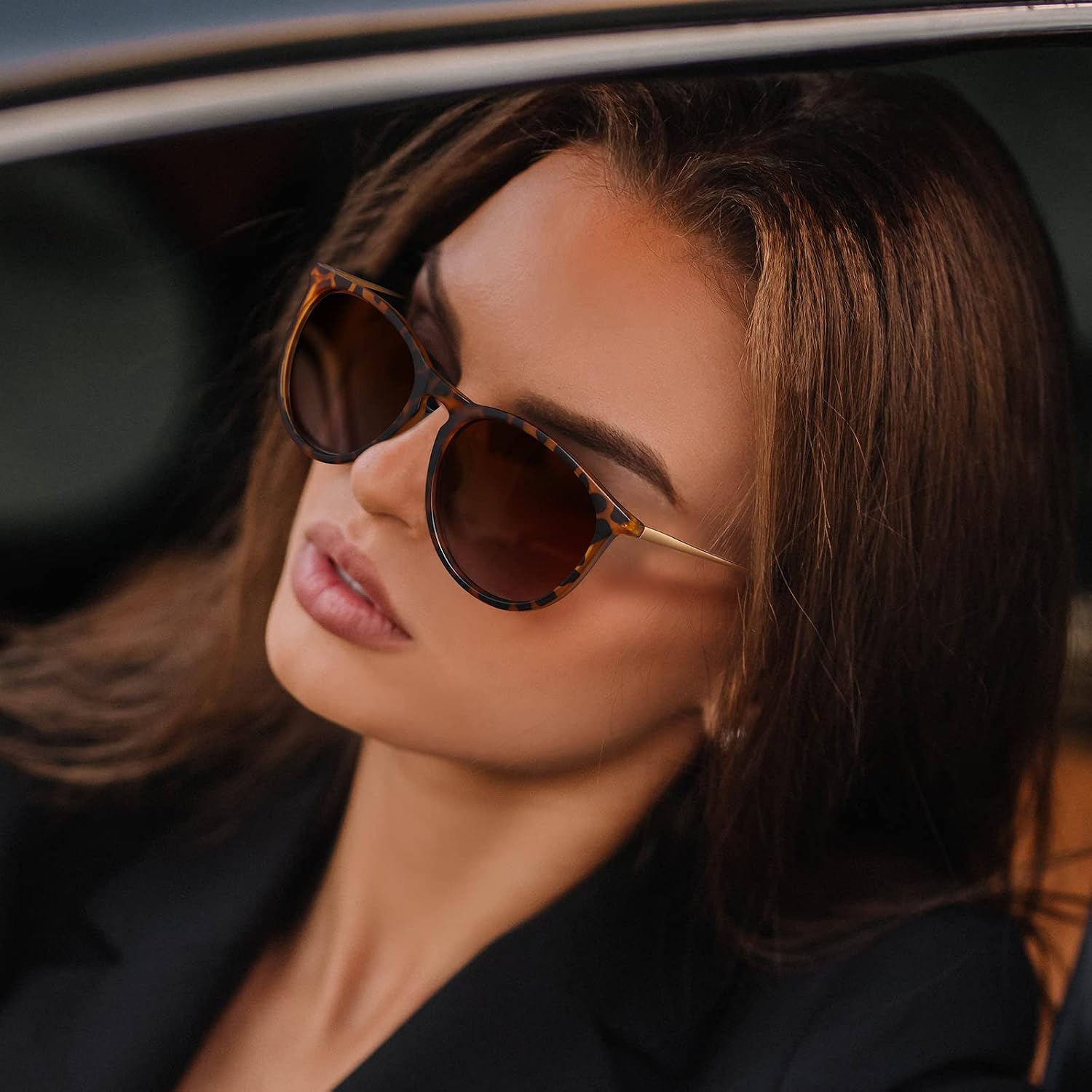 Detalle 2 de kunchu Sonnenbrille Damen Polarisierte Rund UV400 Retro