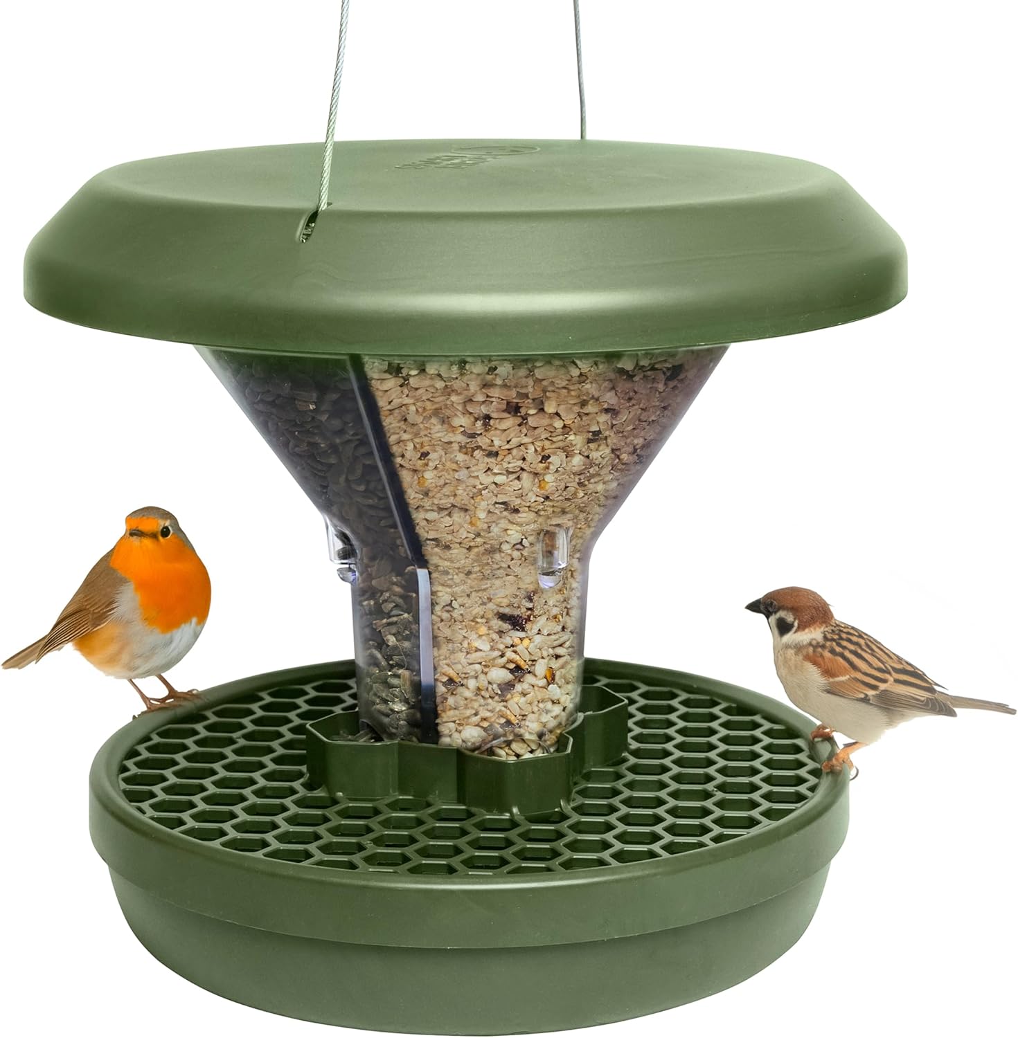 SWISSINNO Mangeoire Oiseaux Extérieur Davos Smart Birds — anti-rats, plateau récupérateur et double compartiment