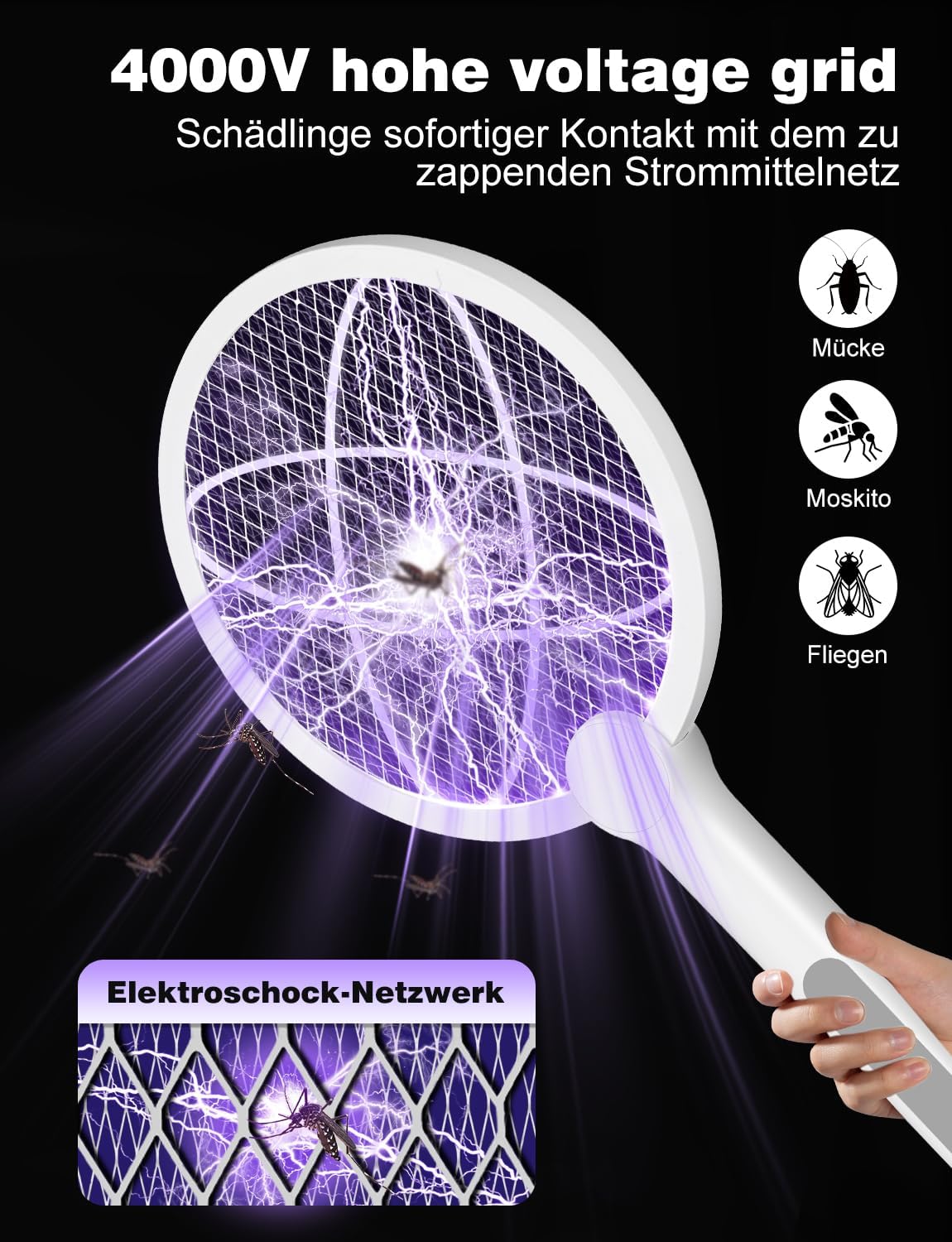 Thumbnail 5 de 4000V Elektrische Fliegenklatsche mit Ladestation