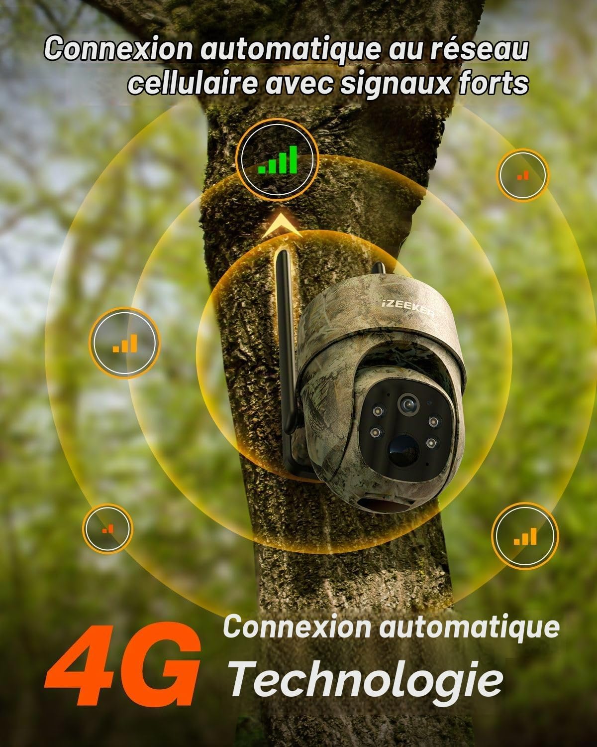 Thumbnail 1 de iZEEKER iG500 4G LTE-wildcamera met 2K, PTZ, zonnepaneel en IP65