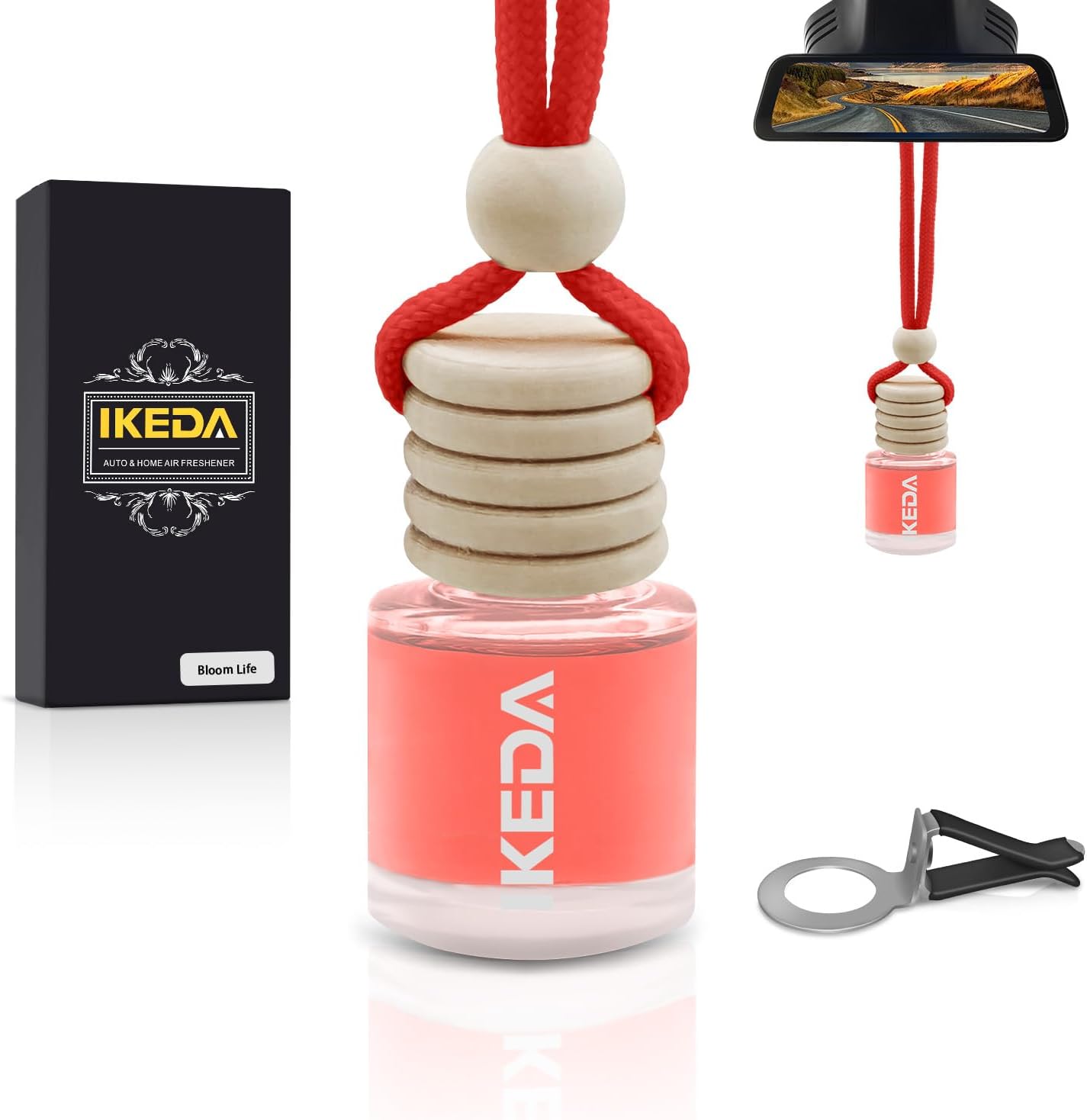 Ikeda Auto-Lufterfrischer mit Clip, 45+ Tage Duft, 10 ml – für Auto und Zuhause