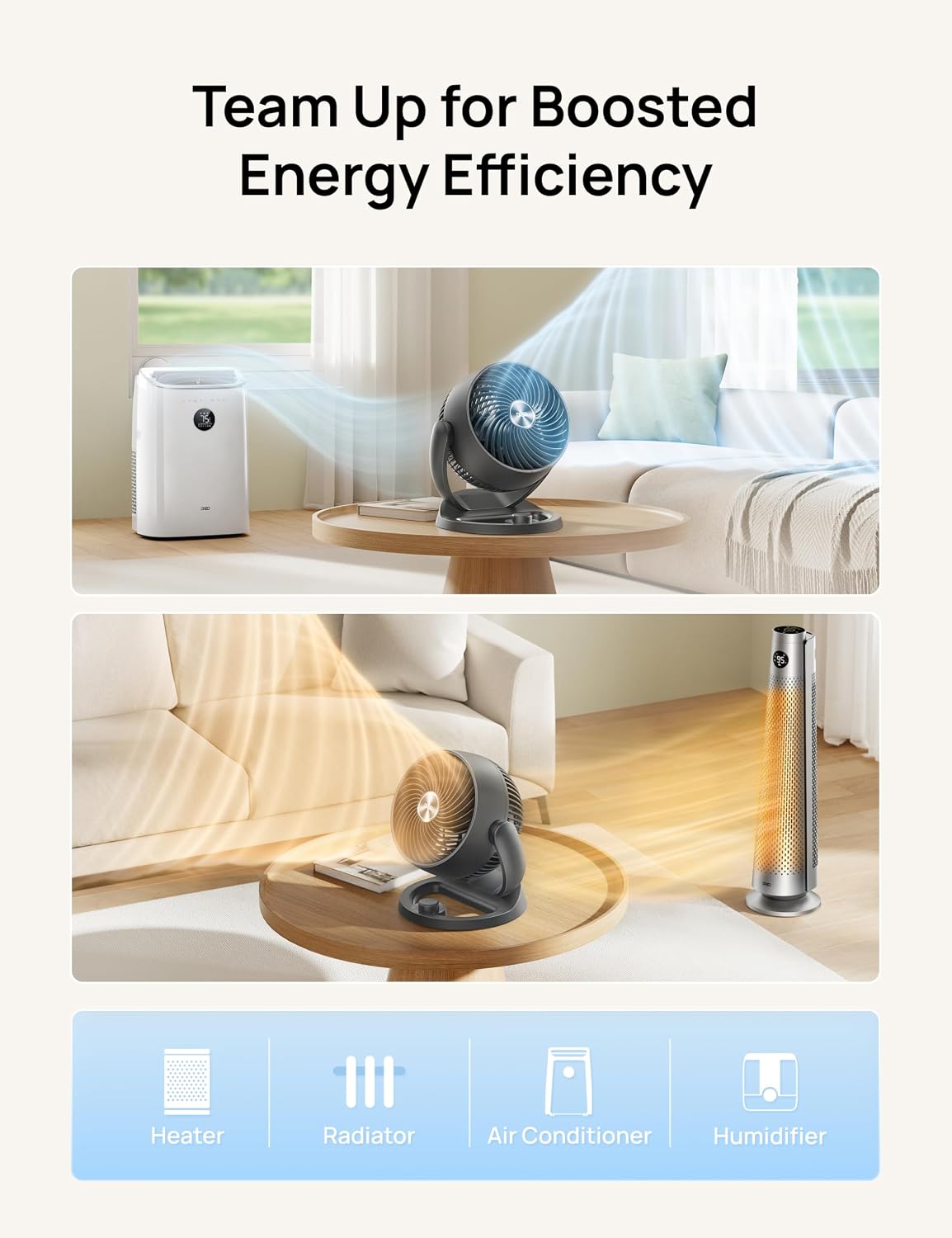 Thumbnail 6 de DREO Desk Fan (12-Inch) Air Circulator with 70 ft Reach, 120° Tilt, 3 Speeds, 25dB Quiet