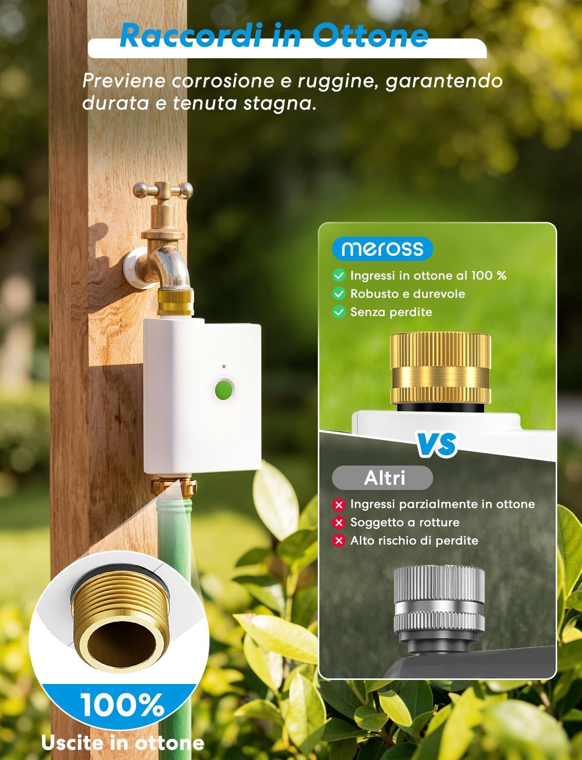 Detalle de Meross Centralina Irrigazione WiFi MST100: controllo, risparmio e integrazione HomeKit/Alexa/Google