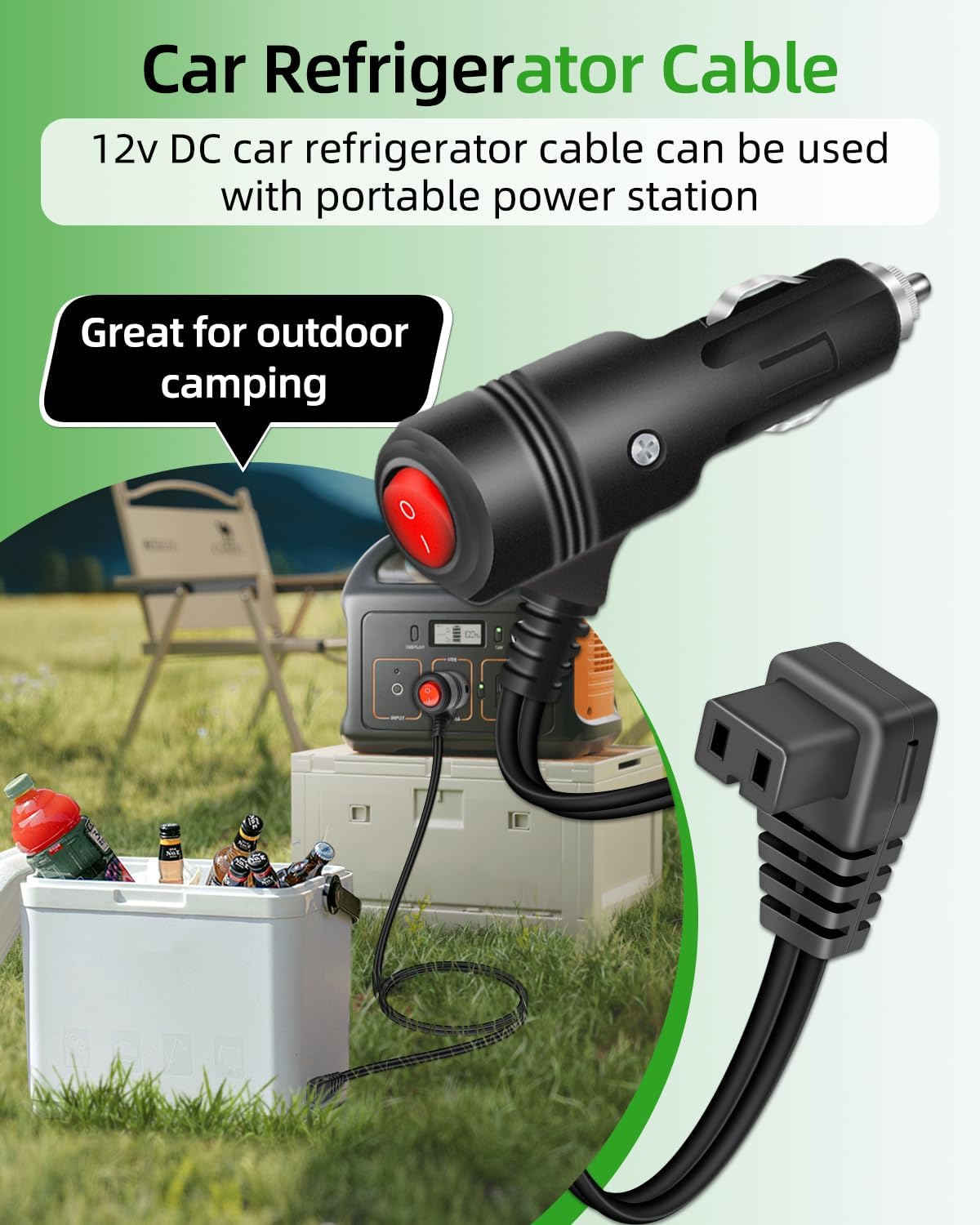 Thumbnail 1 de RIIEYOCA 12V Car Refrigerator DC Power Cable with On/Off Switch – 5ft