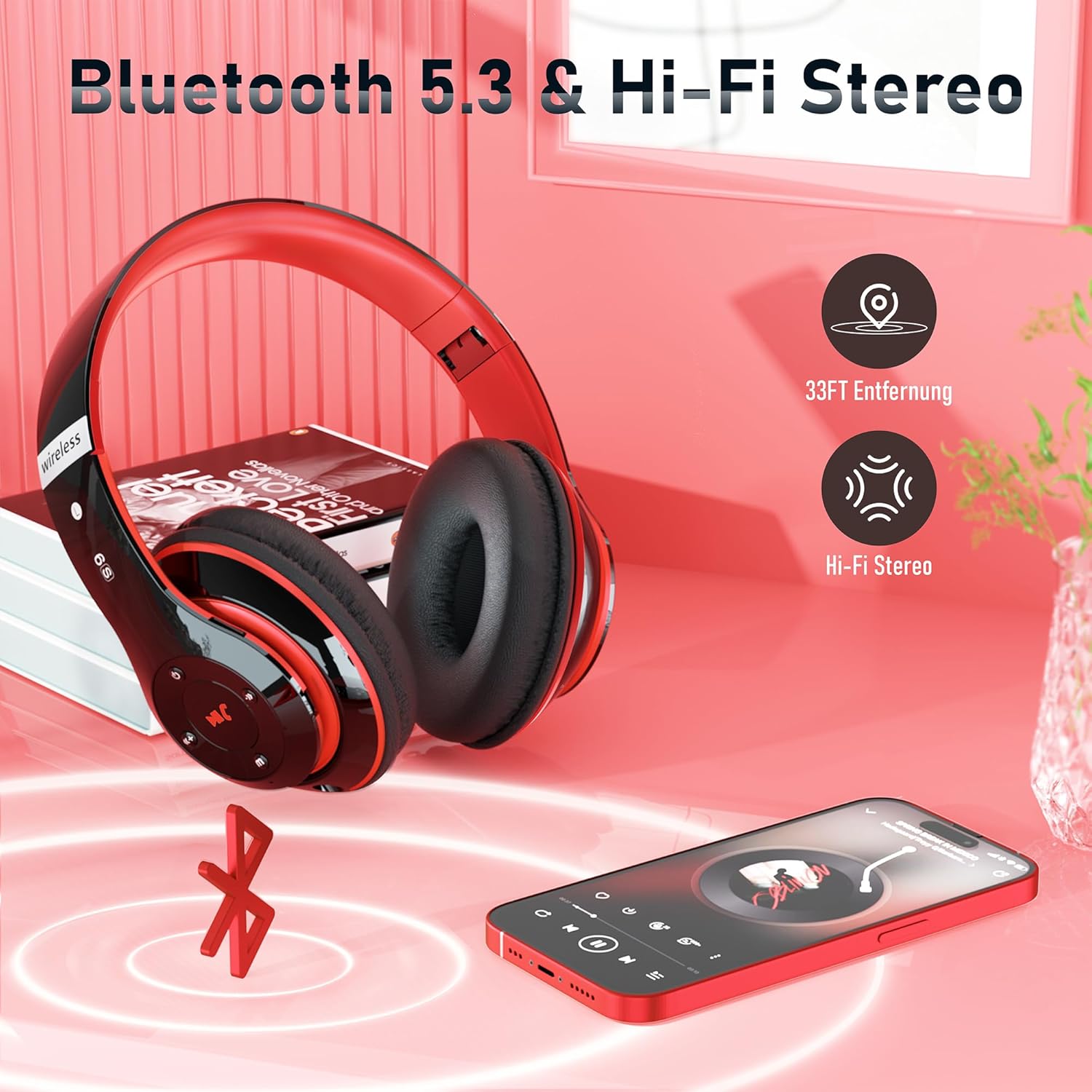 Thumbnail 2 de Lankey Sound Kabellose Over-Ear-Kopfhörer mit 6 EQ-Modi und langem Akku – Bluetooth 5.3