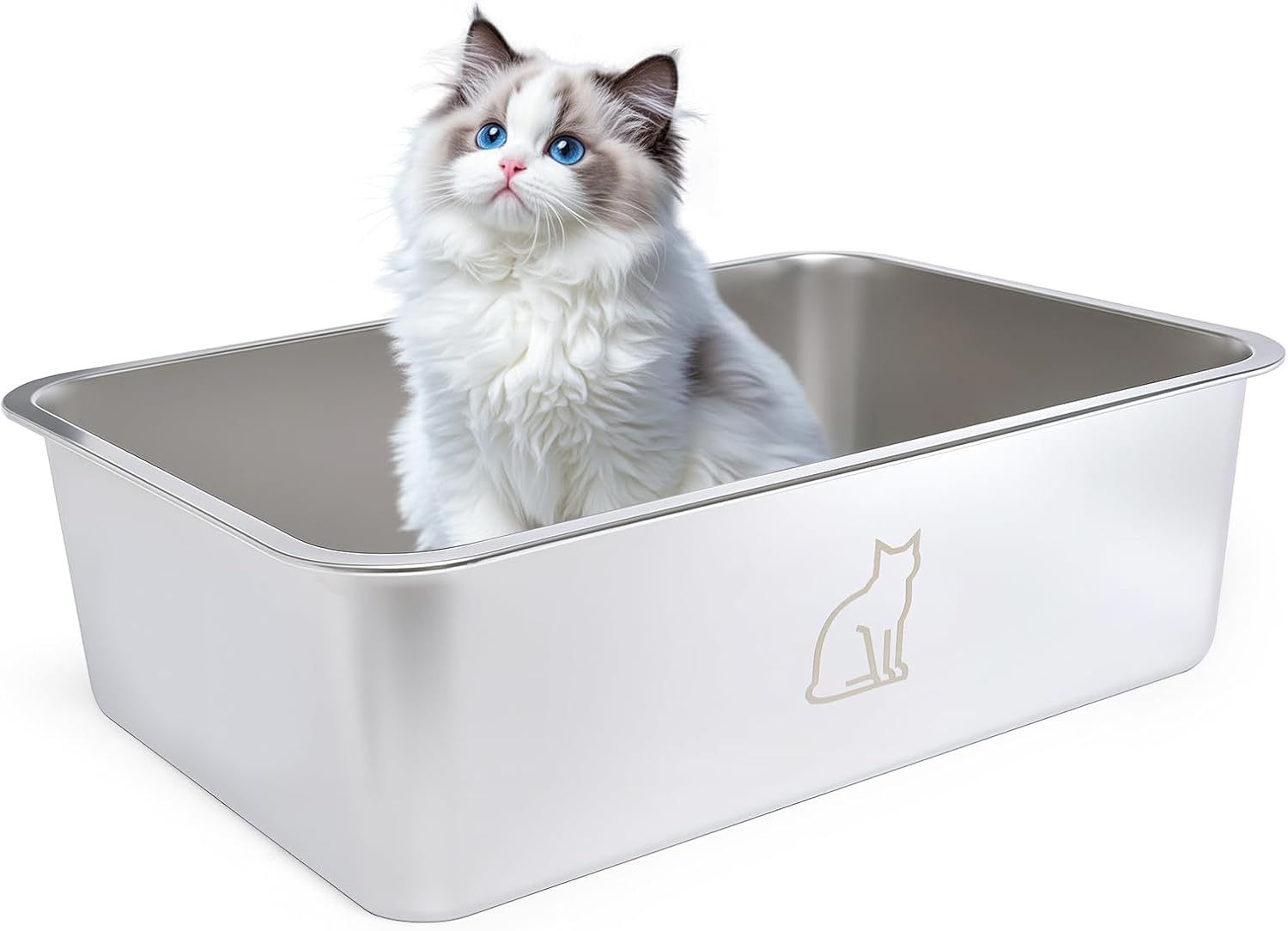 Thumbnail 6 de Katzenklo XXL Edelstahl 50×35×25 cm 🐾