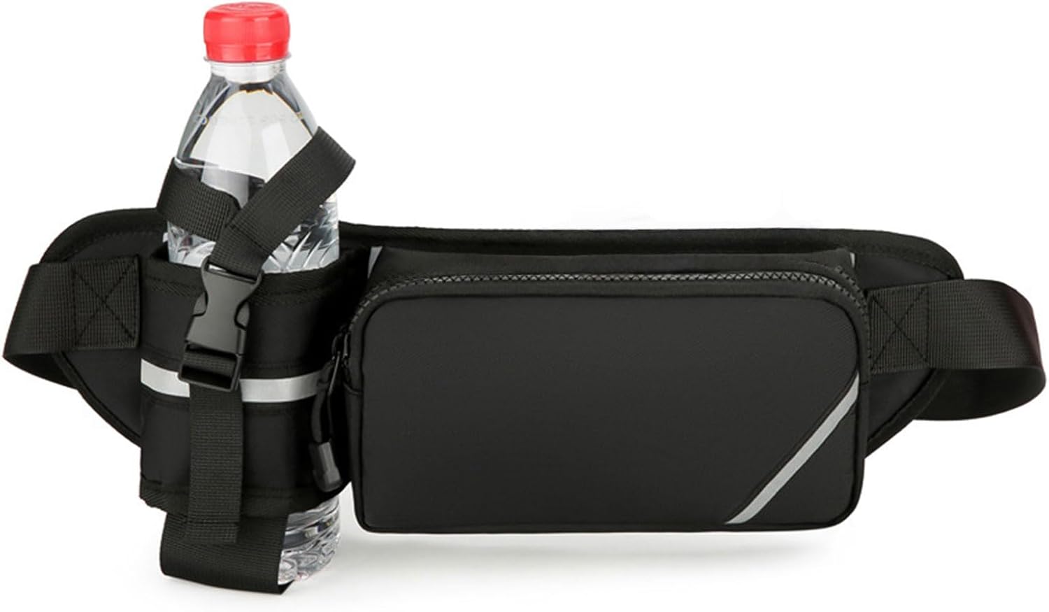 Esoes belt bag with bottle holder (adjustable sports hip bag) – Black