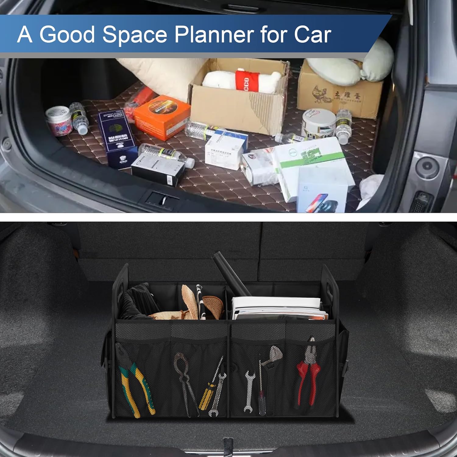 Thumbnail 5 de Femuar Car Trunk Organizer (72L) with Waterproof Collapsible Storage and 11 Pockets, Black