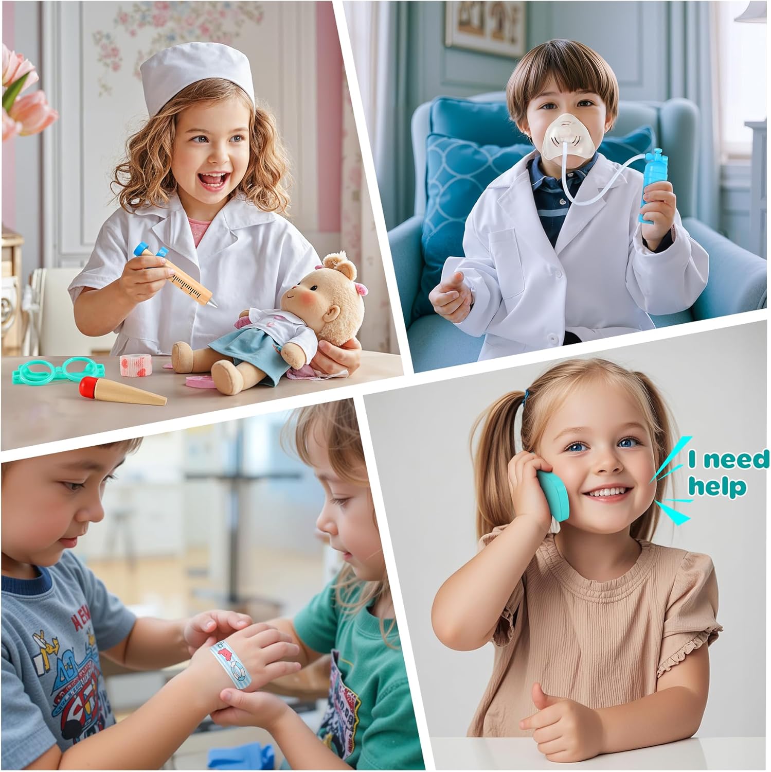 Detalle 2 de Perbabe Mallette Docteur en Bois avec Véritable Stéthoscope et Kit Médical Complet – 32 Pièces pour Enfants 3–6 ans