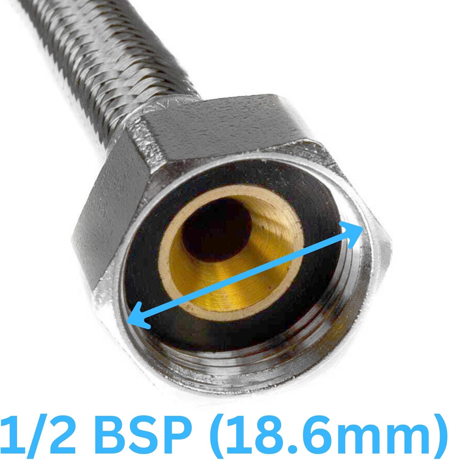 Detalle de Pair M10 x 600mm Flexible Tap Connector – Braided Hose