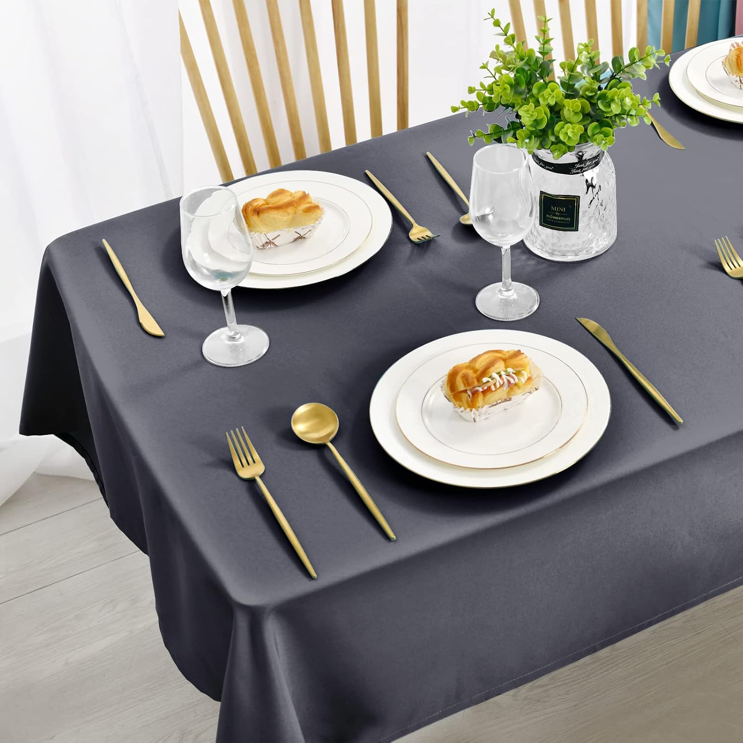 Detalle de DWCN DWDE-PWNZB-130x160-03 tafelkleed 130 x 160 cm, grijs polyester