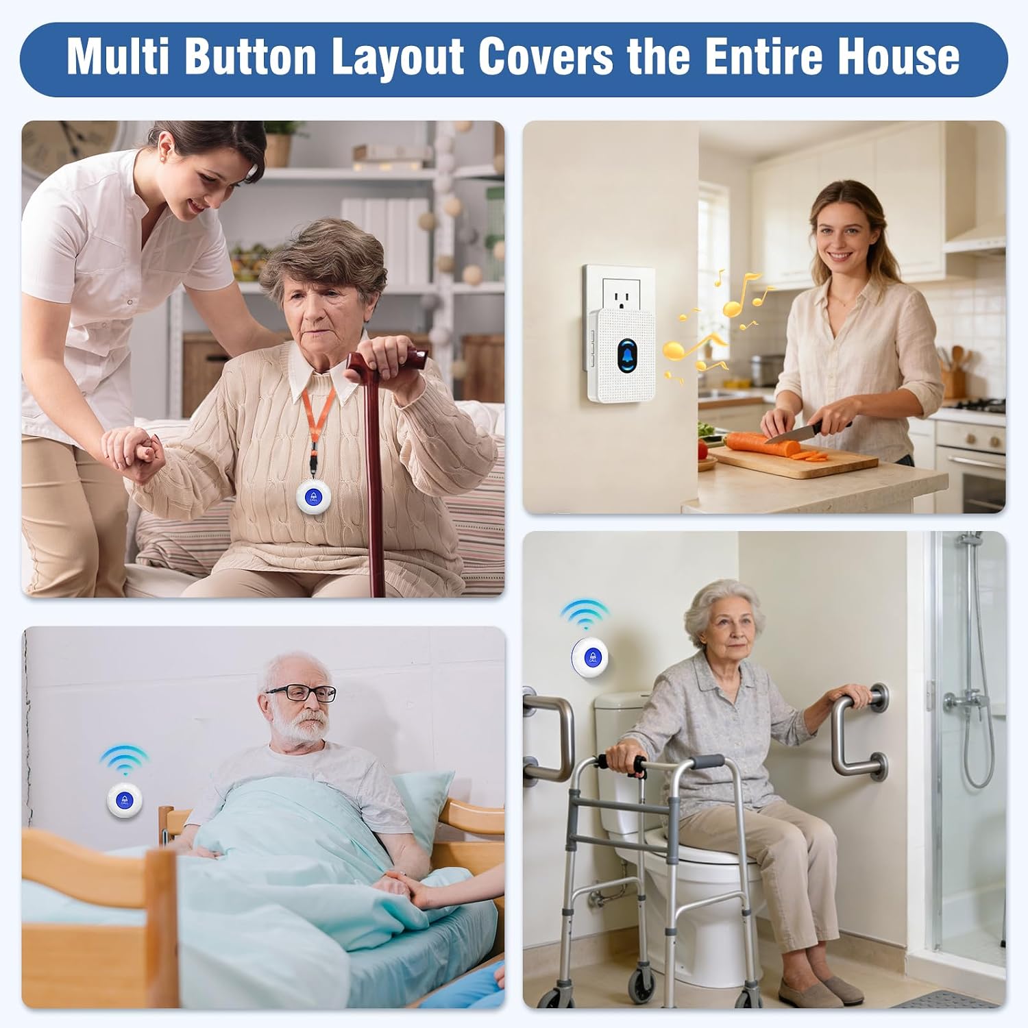 Detalle de Daytech LC02 2+1 Caregiver Pager, Two Blue Buttons, 500 ft Range
