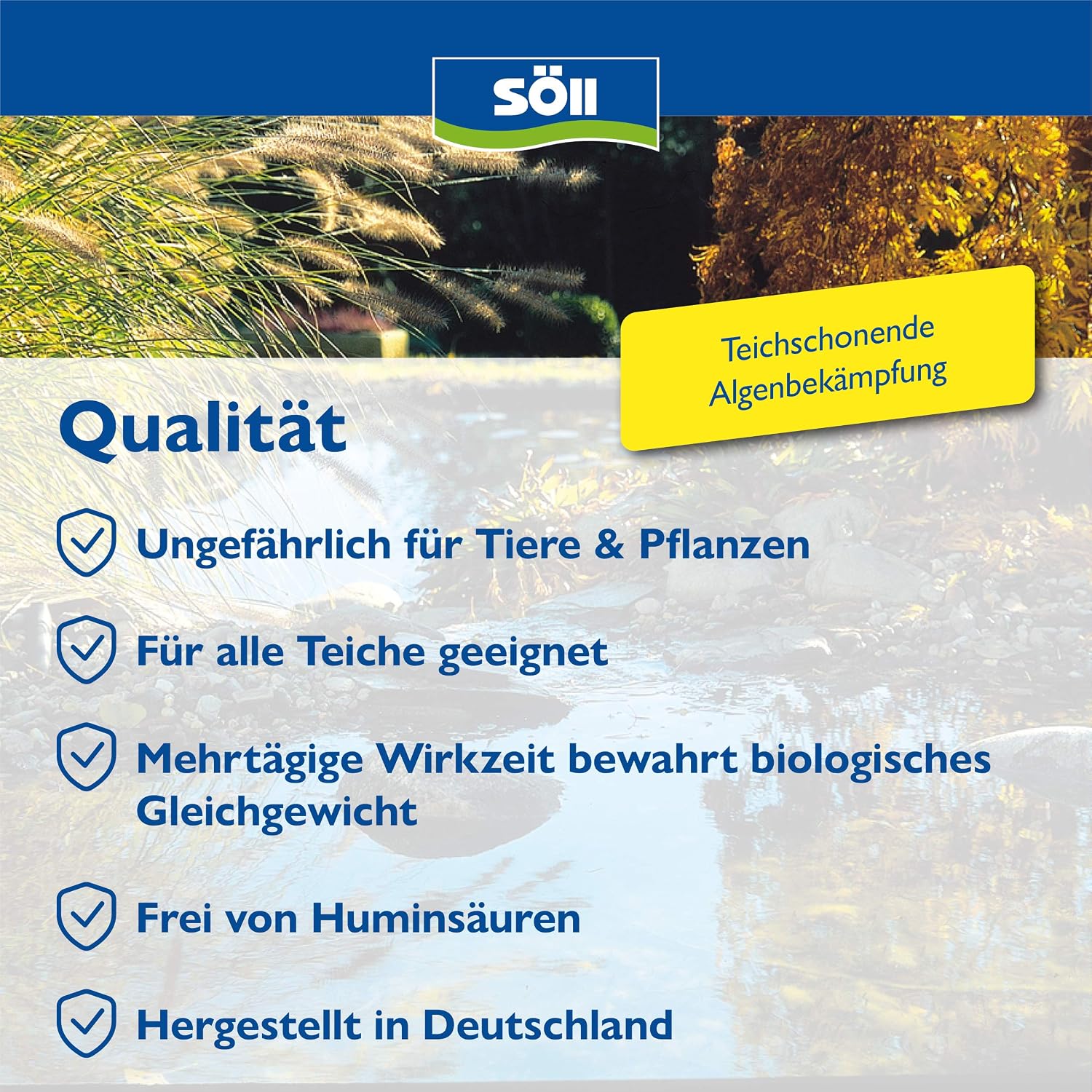 Detalle de Söll AlgoSol Teichpflege gegen Algen 500 ml – effektive Algenbekämpfung mit Lichtfilter SpektroSorp