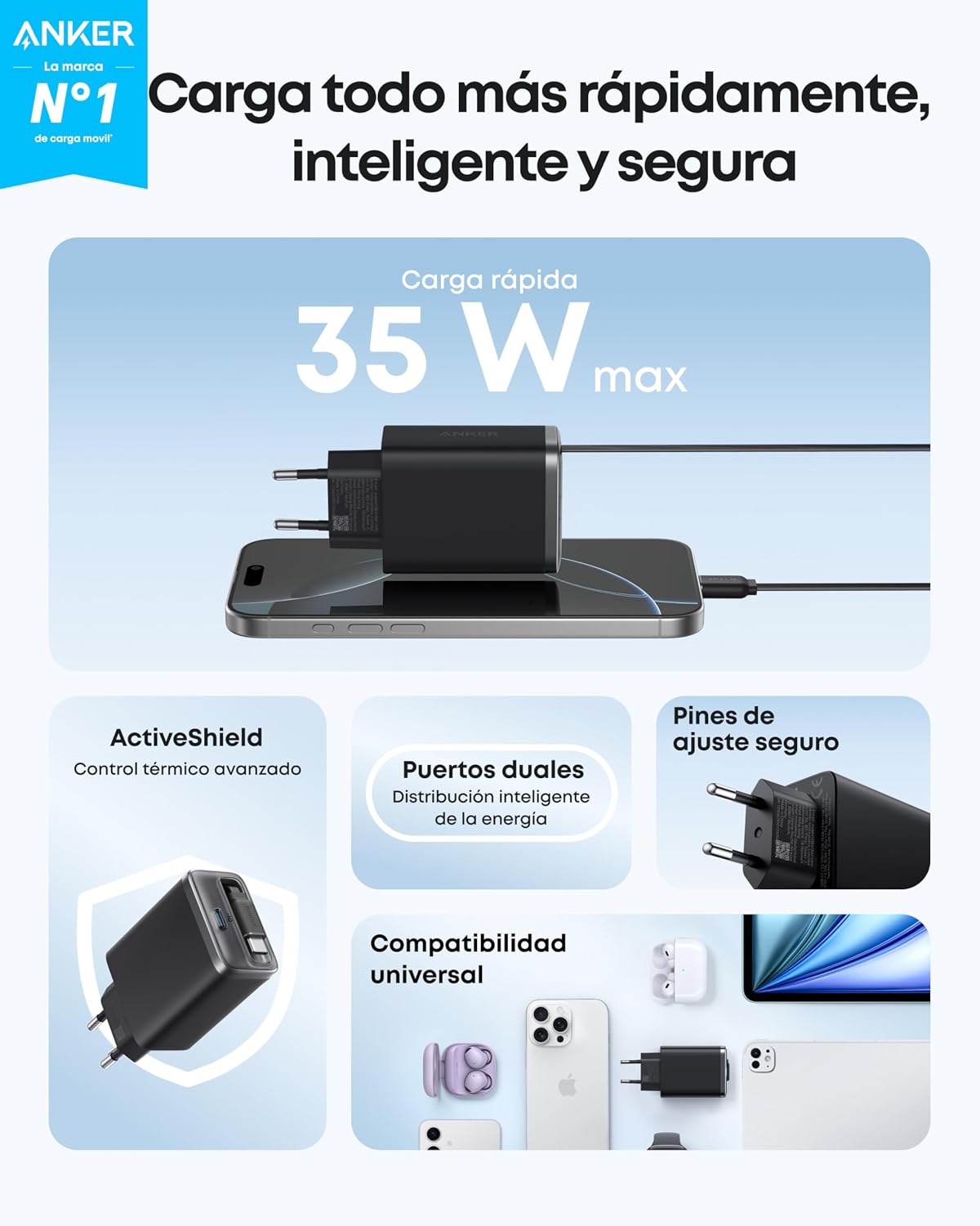 Thumbnail 5 de Anker Nano 35W Cargador USB-C con cable retráctil