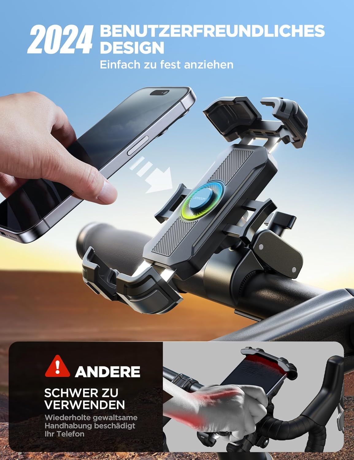 Detalle 2 de JOYROOM Handyhalterung Fahrrad 160 km/h rot