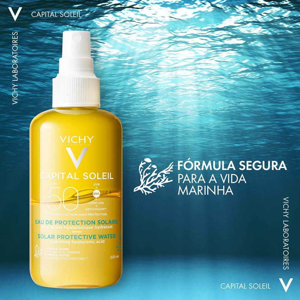 Thumbnail 6 de Vichy Capital Soleil Eau de Protection Solaire SPF50 – Formule Hydratante avec Acide Hyaluronique, 200 ml