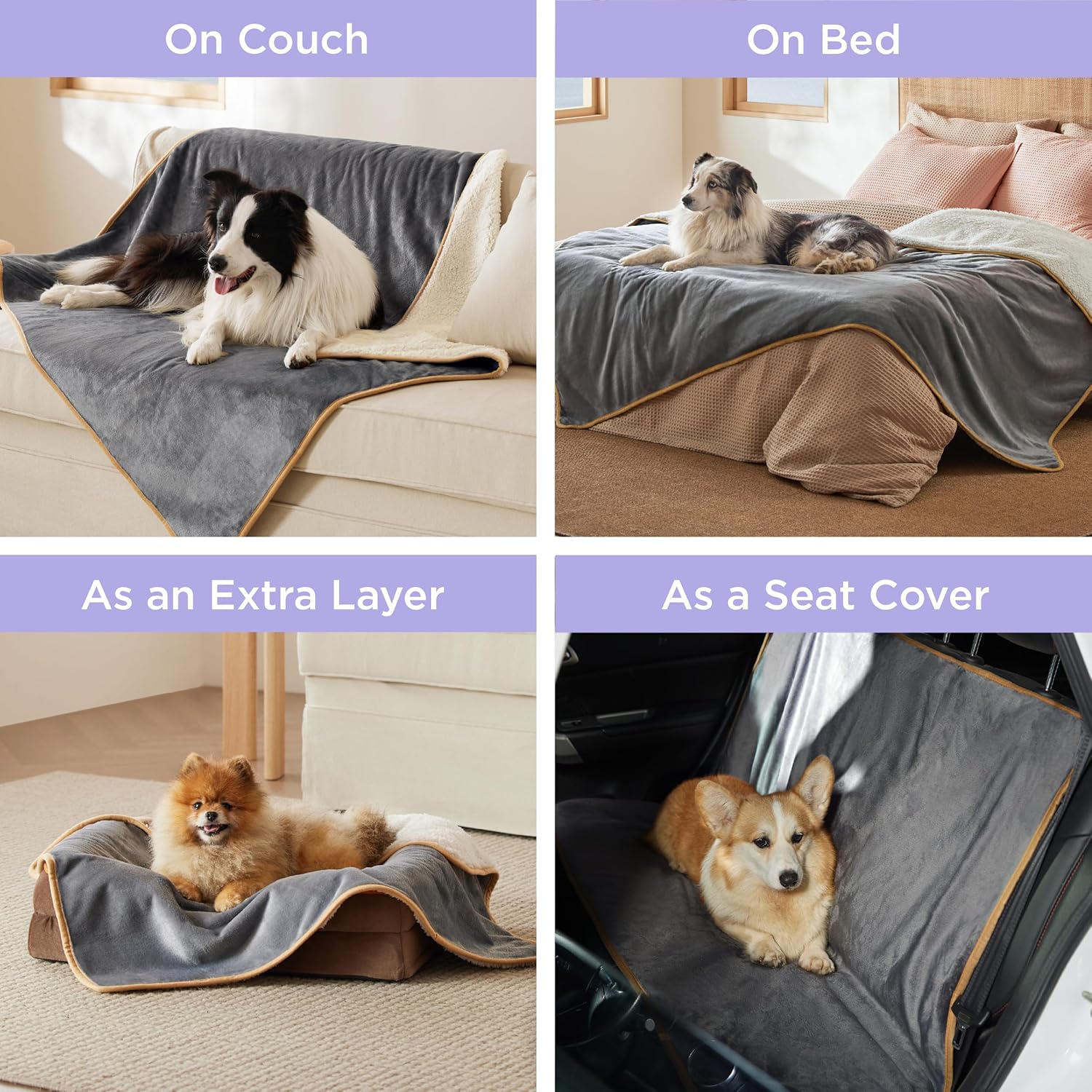 Thumbnail 6 de LE SURE Coperta impermeabile doppia faccia per cani e gatti 127x152 cm, grigio