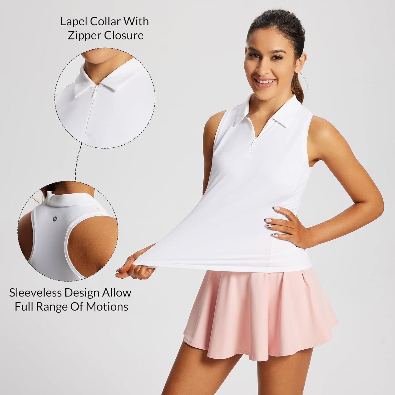 Thumbnail 4 de baleaf Women's Golf Shirts Tank Tops: Sleeveless Racerback with Zipper Collar