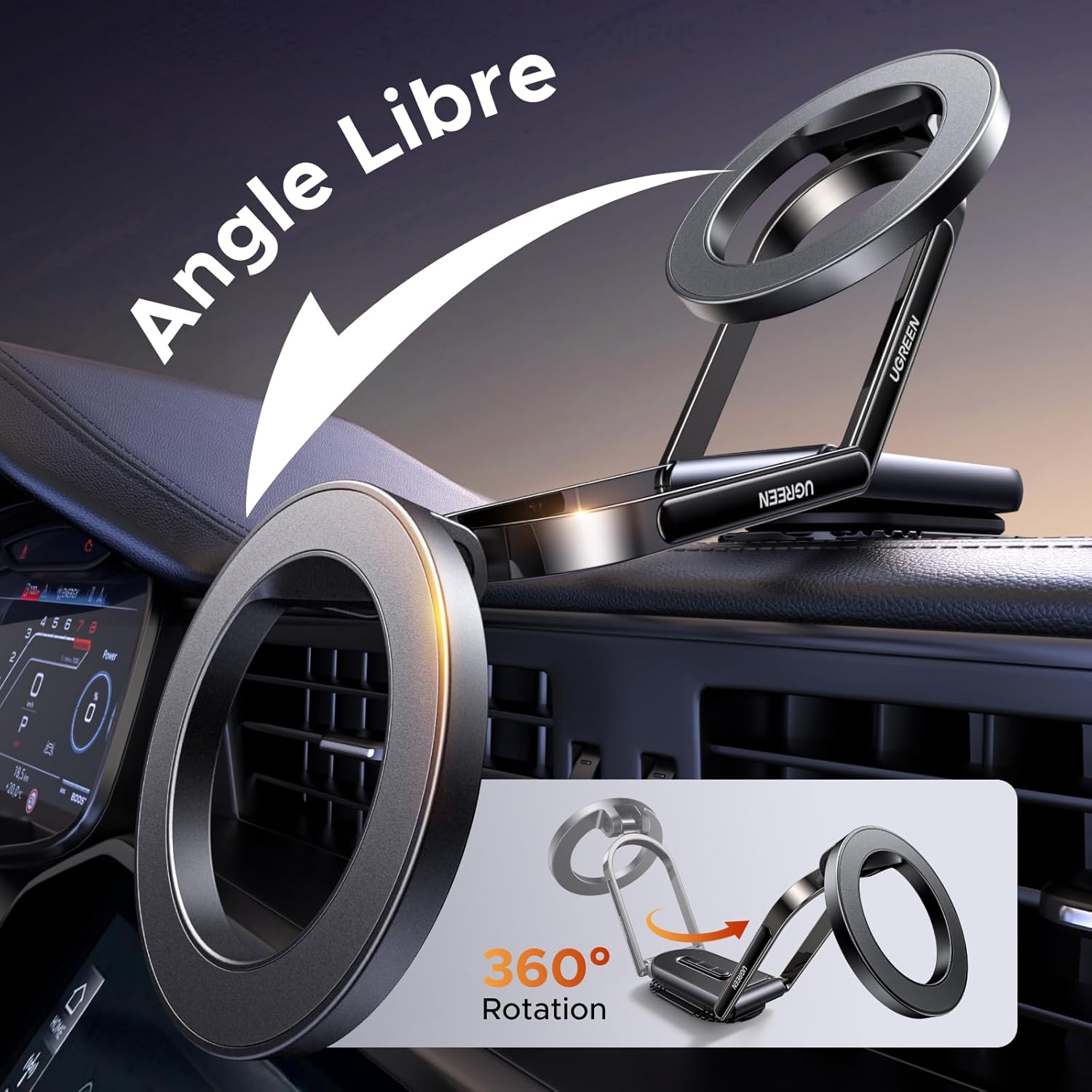 Thumbnail 2 de UGREEN Support téléphone voiture 80×42 mm