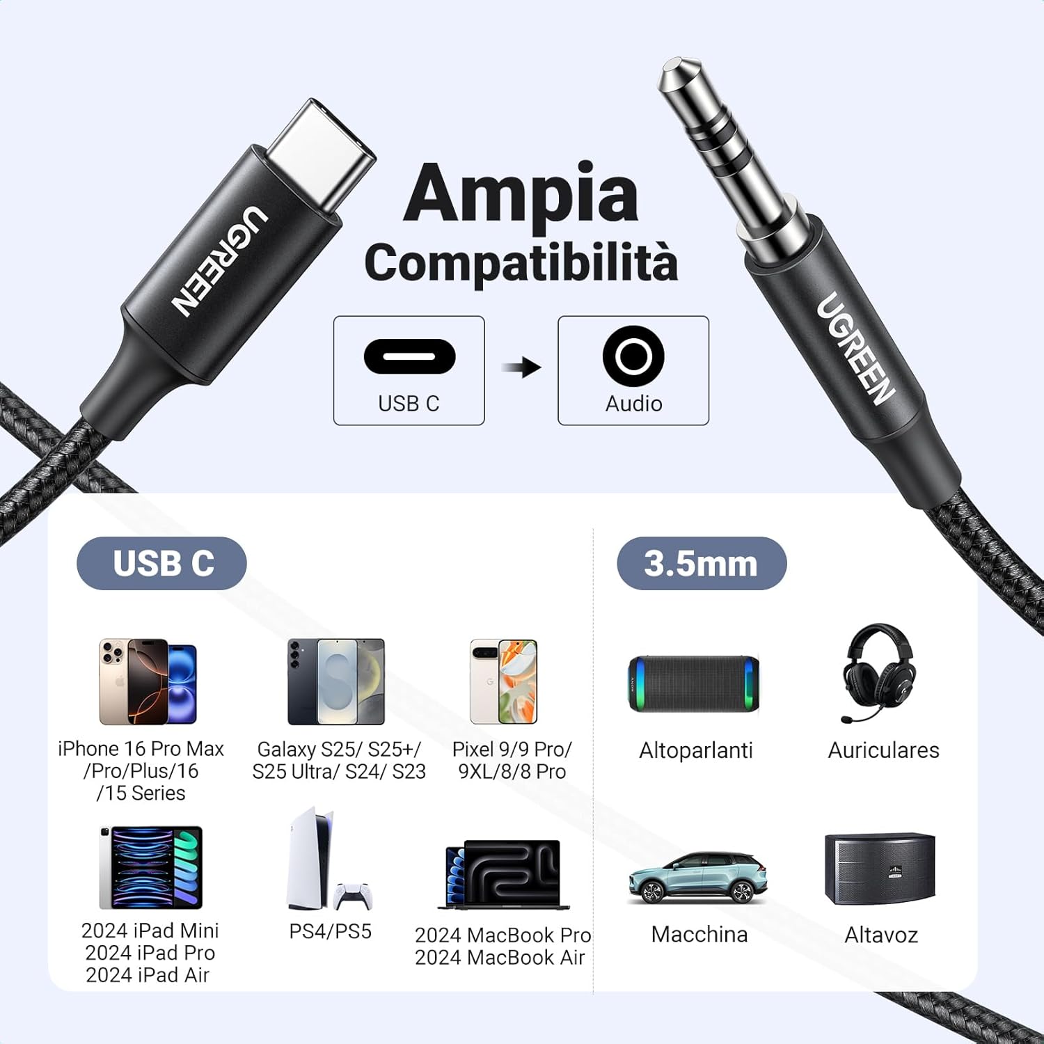 Thumbnail 5 de UGREEN Cavo USB-C a jack 3,5 mm con DAC 1 m