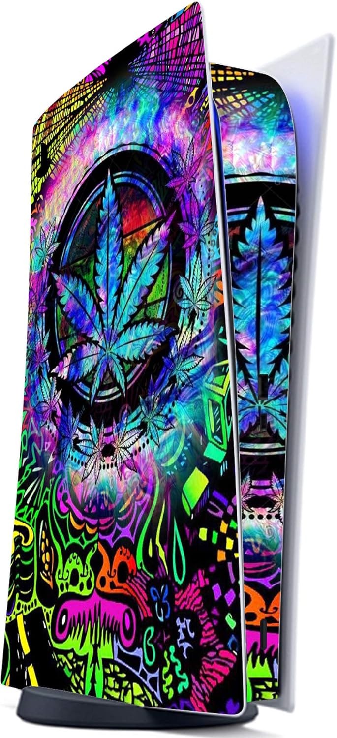 Thumbnail 4 de playvital Psychedelic Leaf full set skin decals for PS5 Digital Edition (console, controllers & accessories)