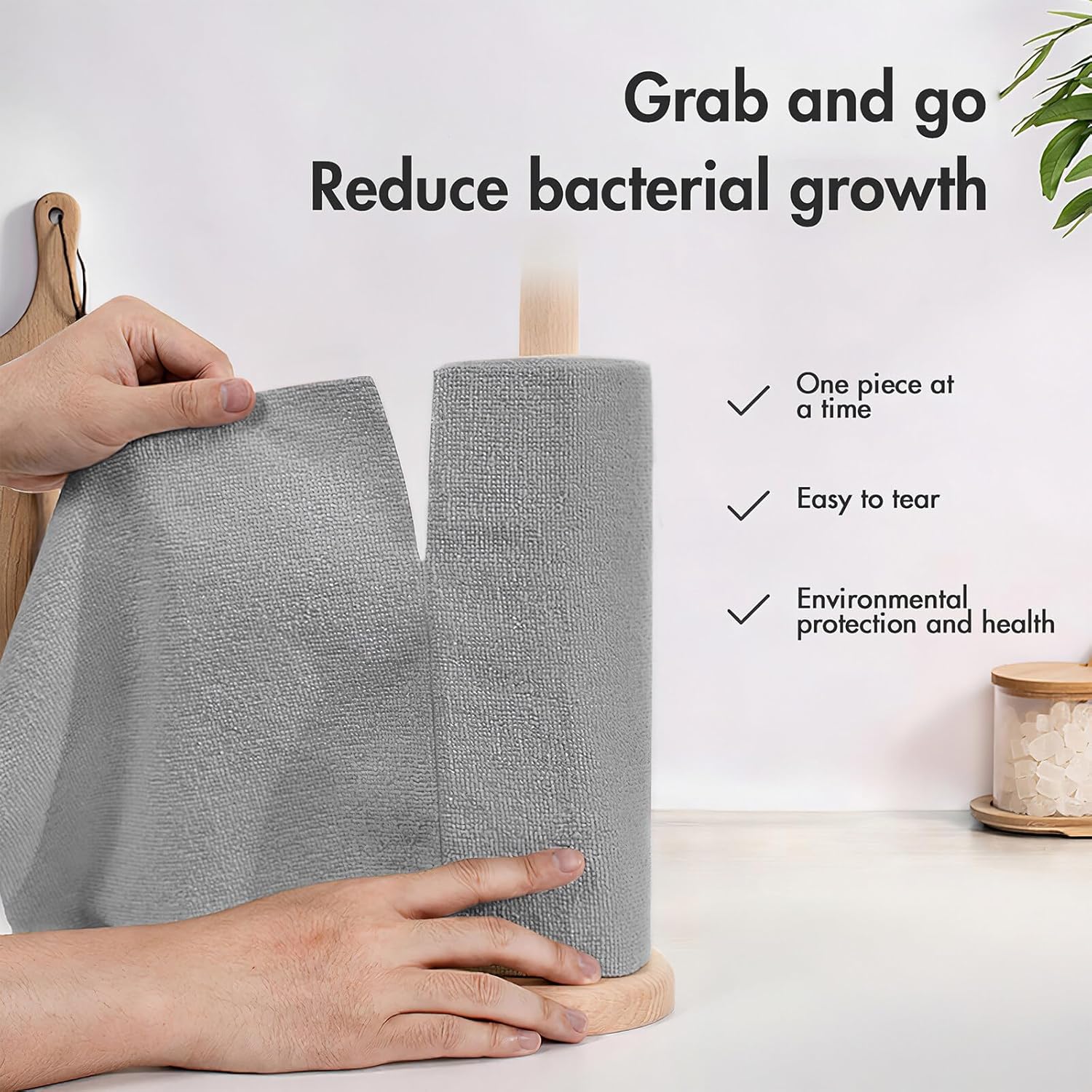 Thumbnail 1 de ZONJIE Disposable Dish Cloths 2 Rolls Microfibre Multipack (Grey) – wet & dry kitchen cleaning rags