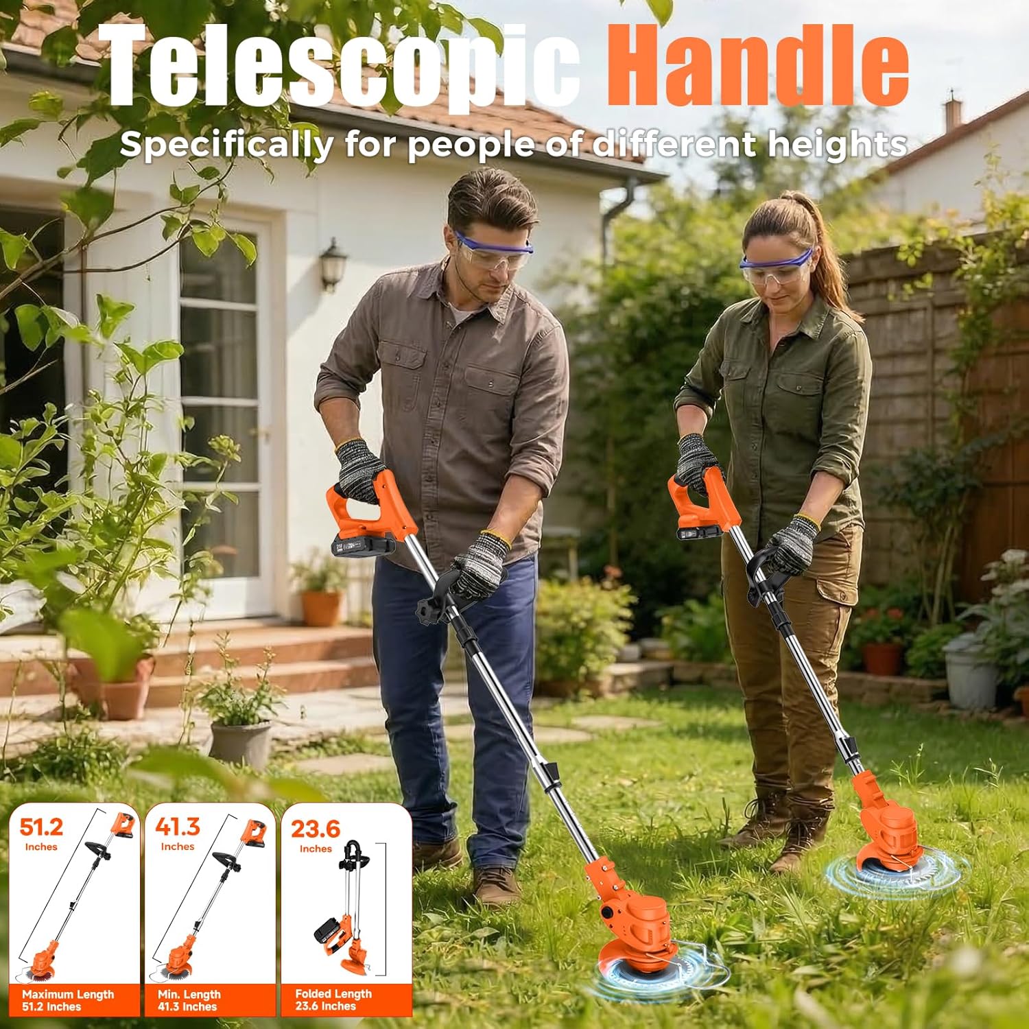 Thumbnail 5 de Cordless Strimmer with 4 Blades and 2 x 21V 2000mAh Batteries